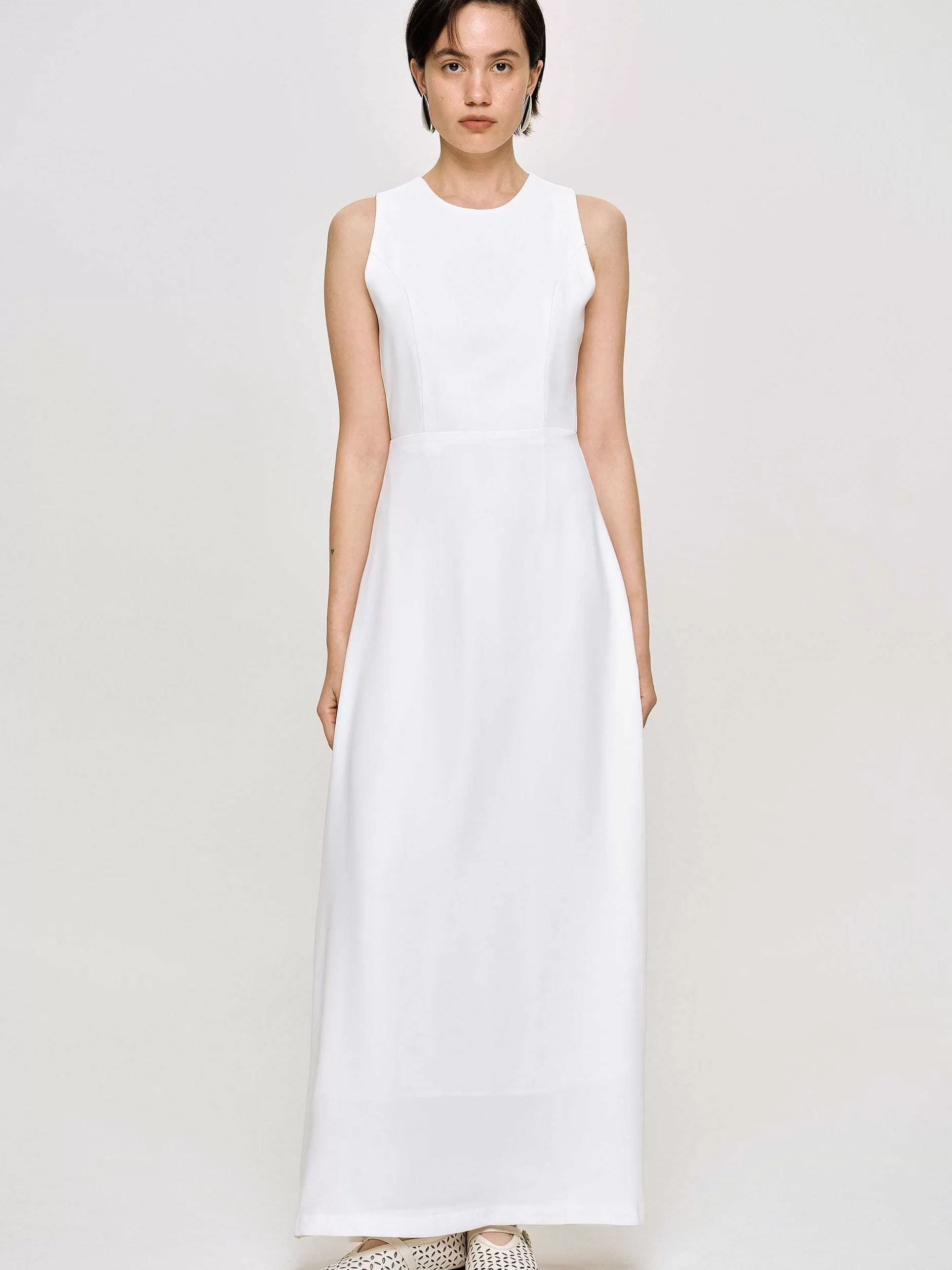 Best Aansluitende Maxi-Jurk, Wit Vrouwen Kleding