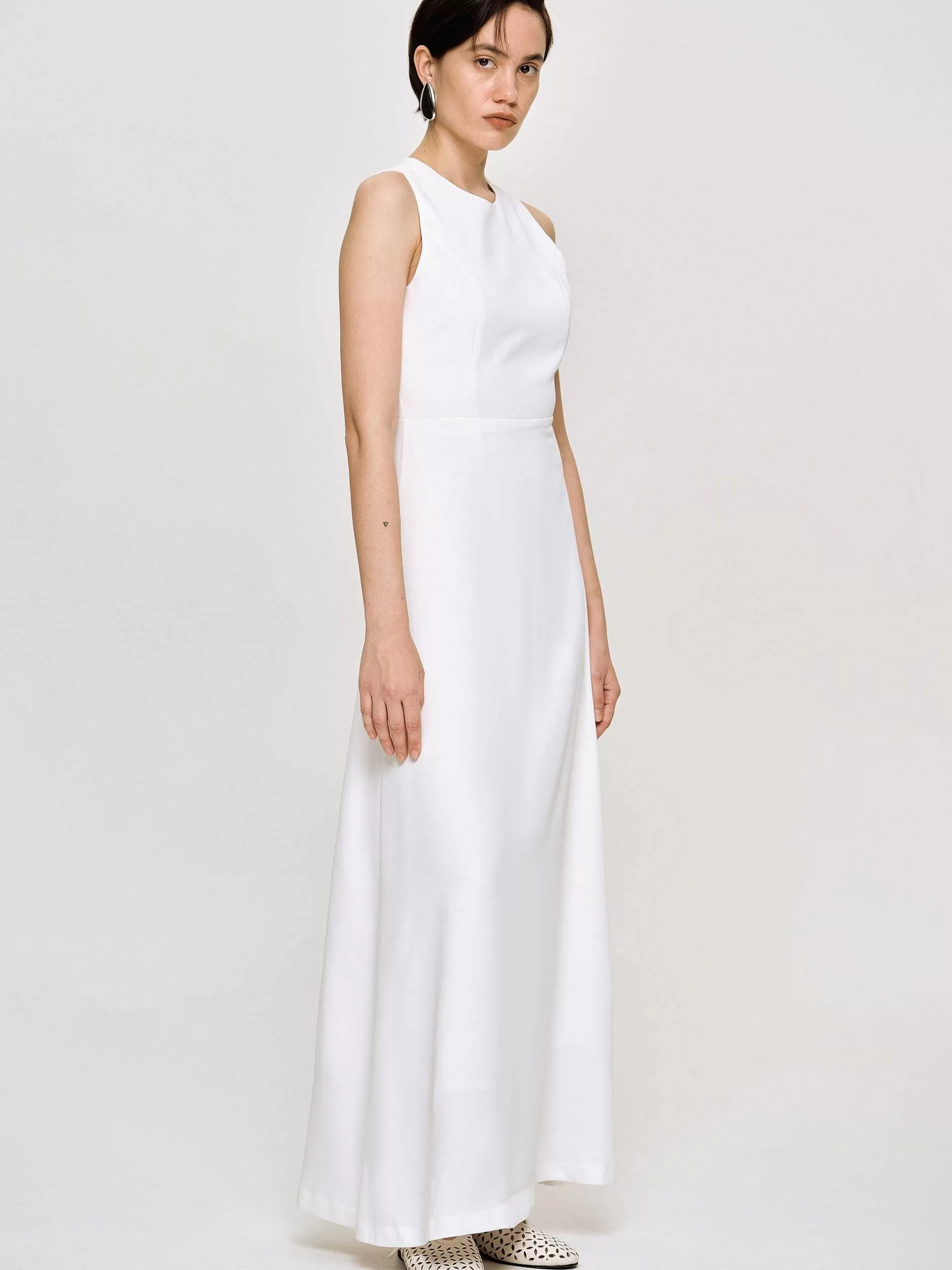 Best Aansluitende Maxi-Jurk, Wit Vrouwen Kleding