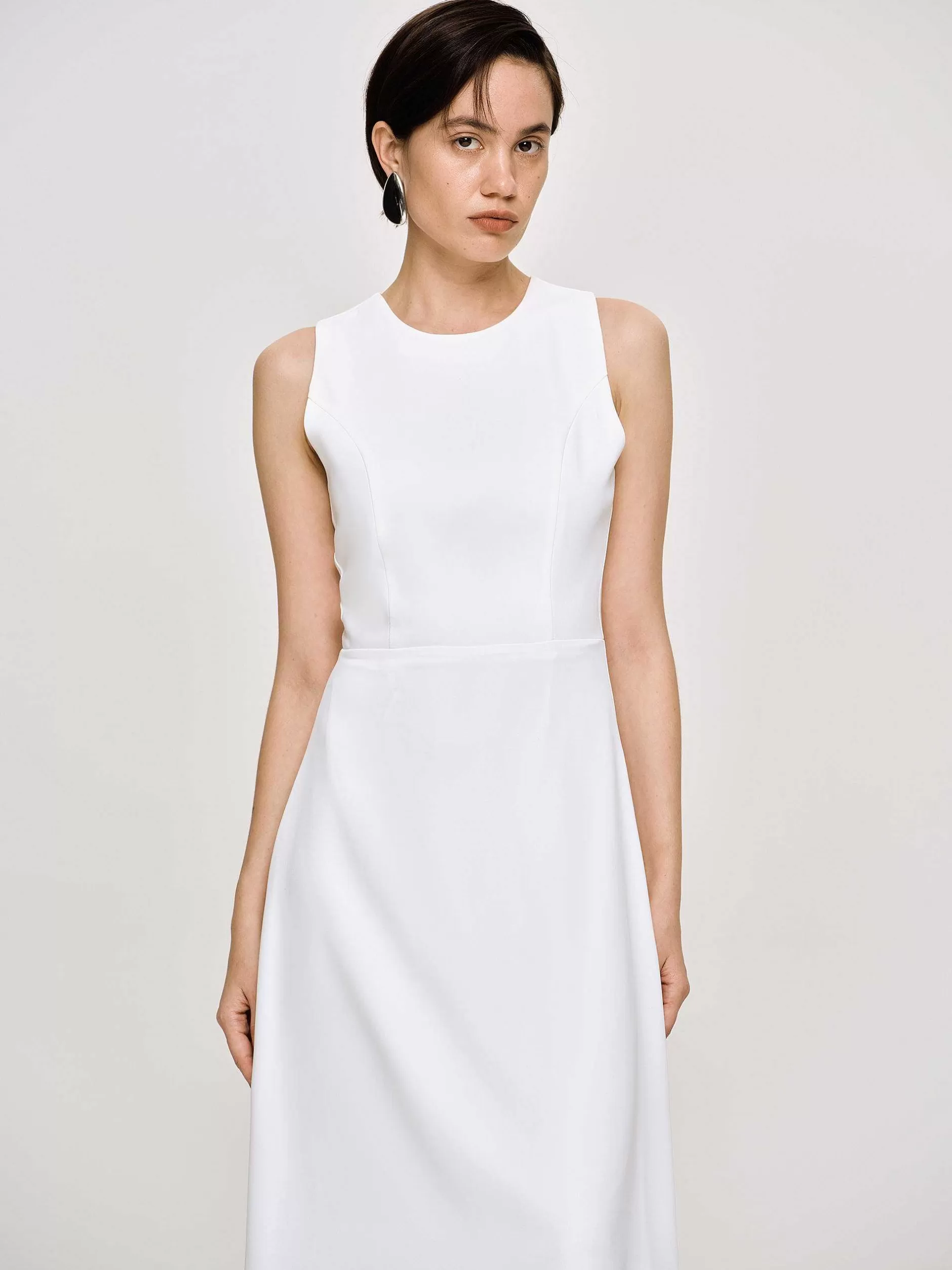 Store Aansluitende Maxi-Jurk, Wit Vrouwen Jurken
