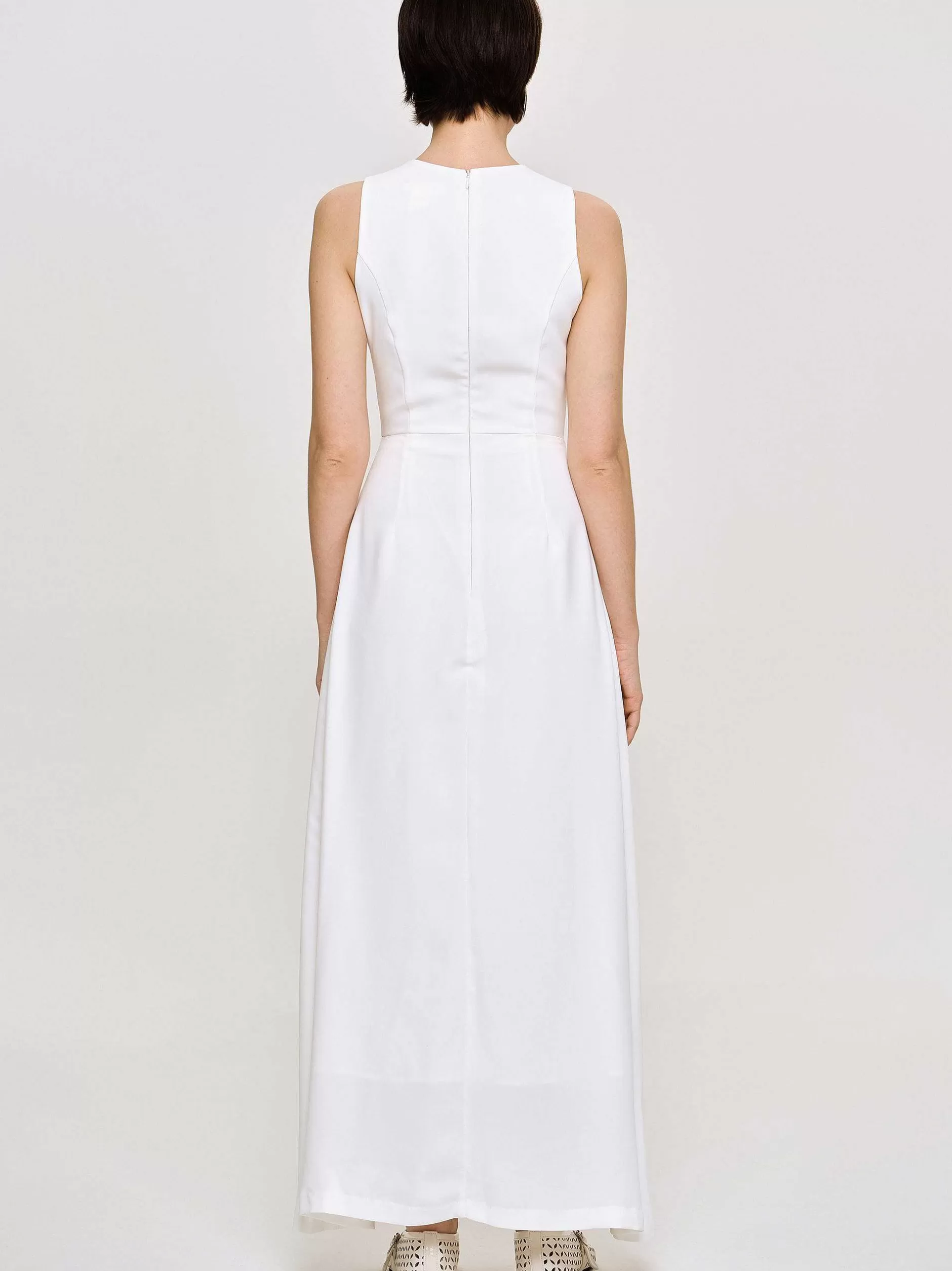 Store Aansluitende Maxi-Jurk, Wit Vrouwen Jurken