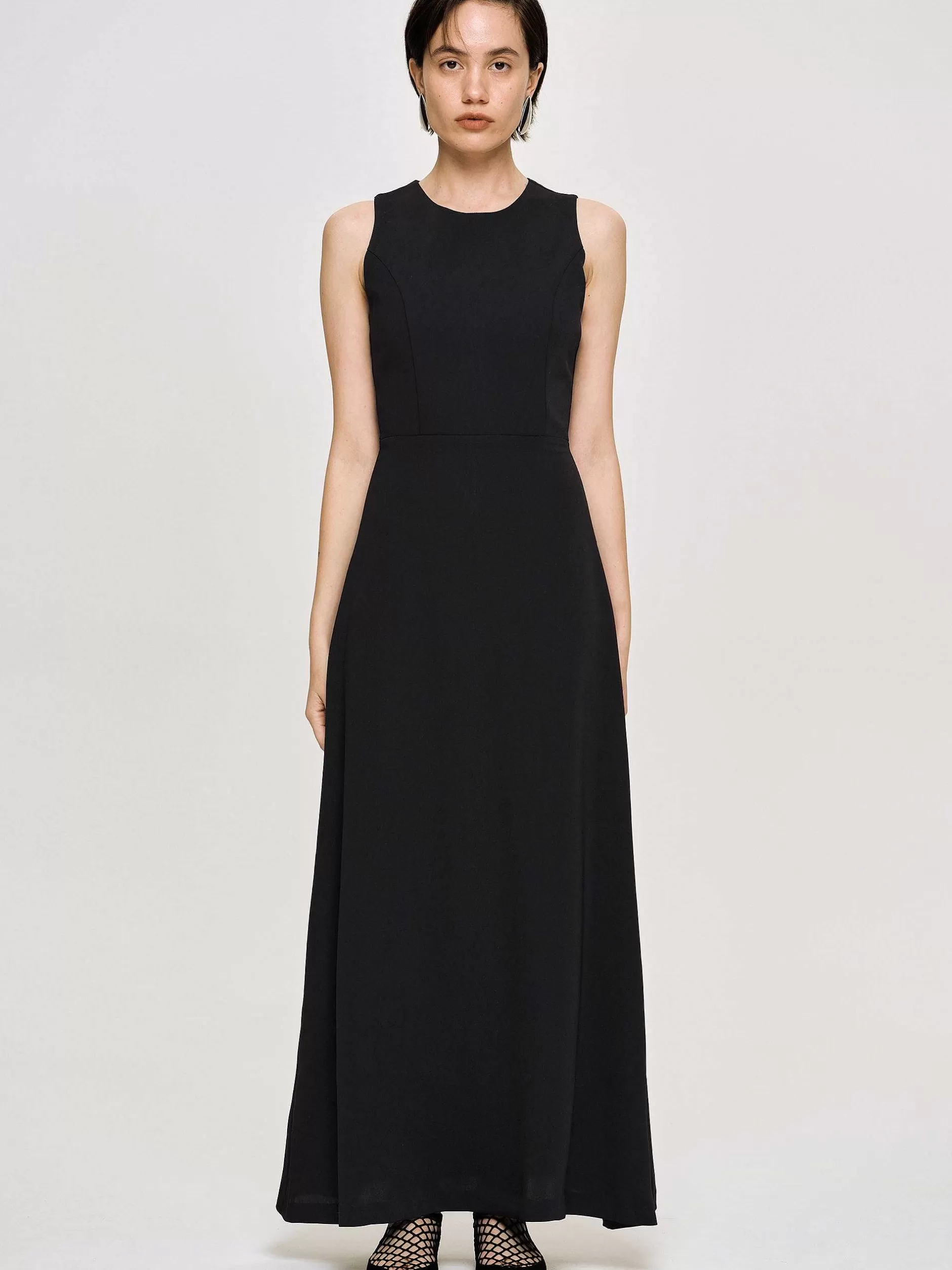 Online Aansluitende Maxi-Jurk, Zwart Vrouwen Kleding