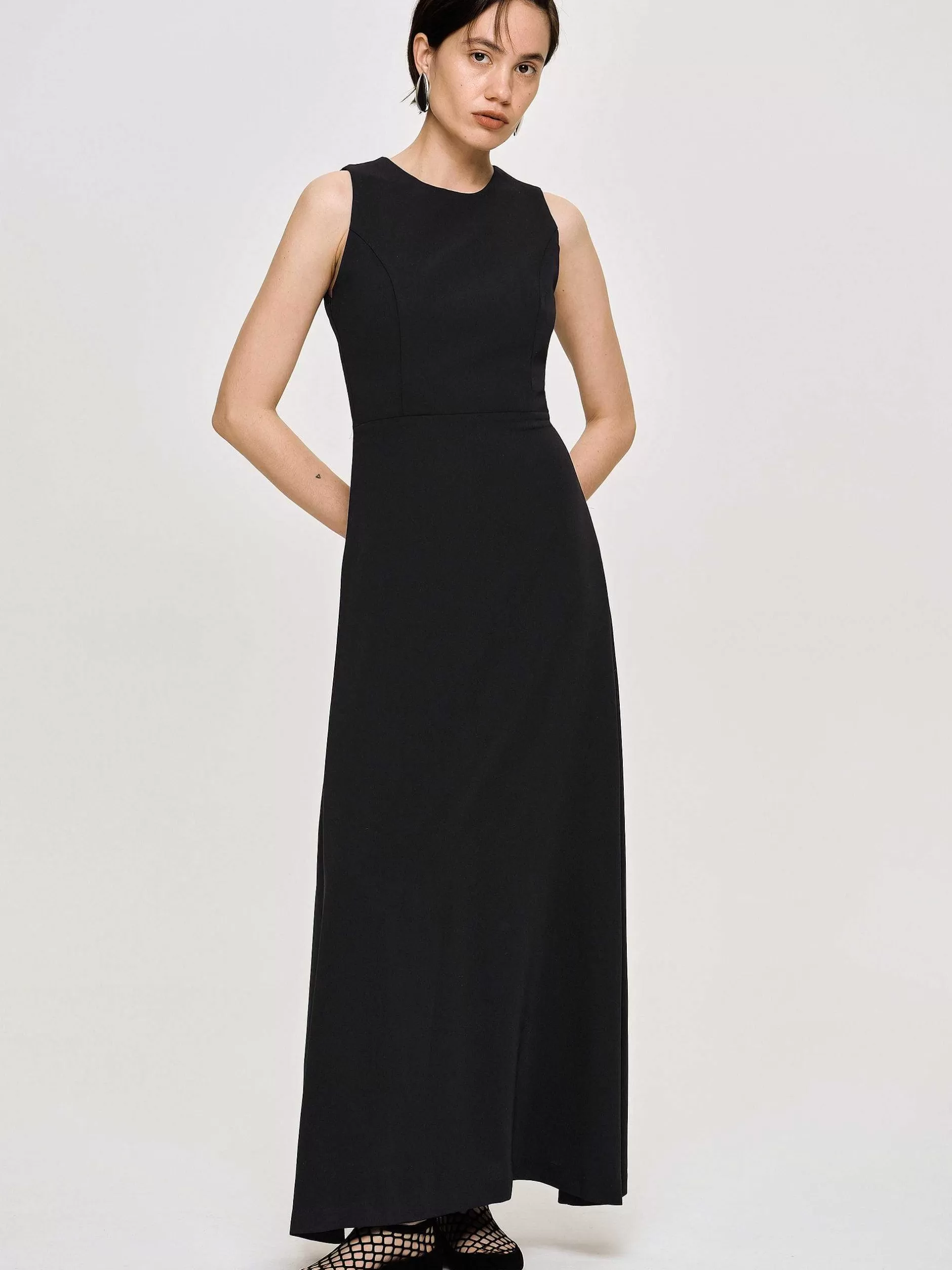 Online Aansluitende Maxi-Jurk, Zwart Vrouwen Kleding