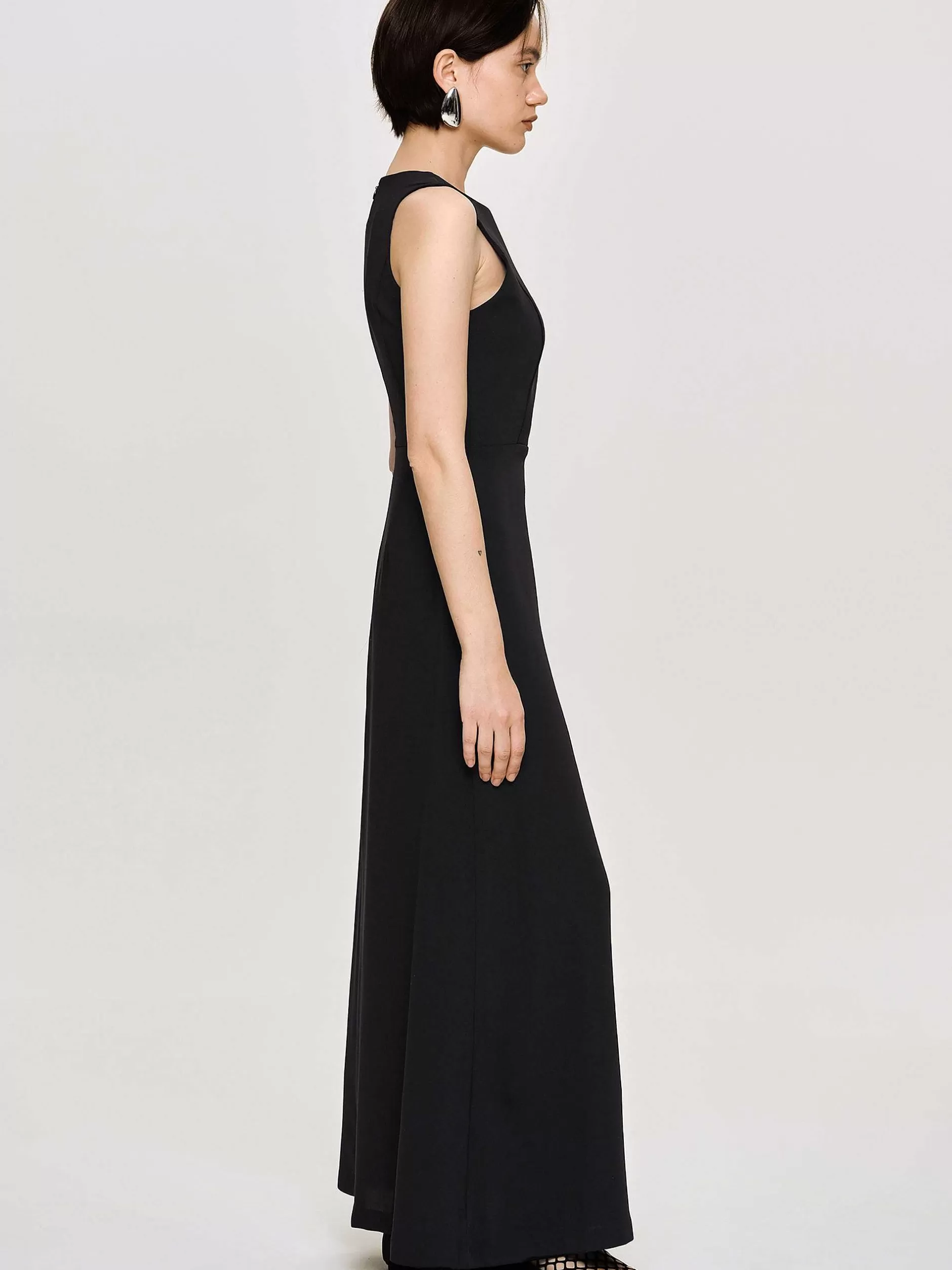 Cheap Aansluitende Maxi-Jurk, Zwart Vrouwen Jurken