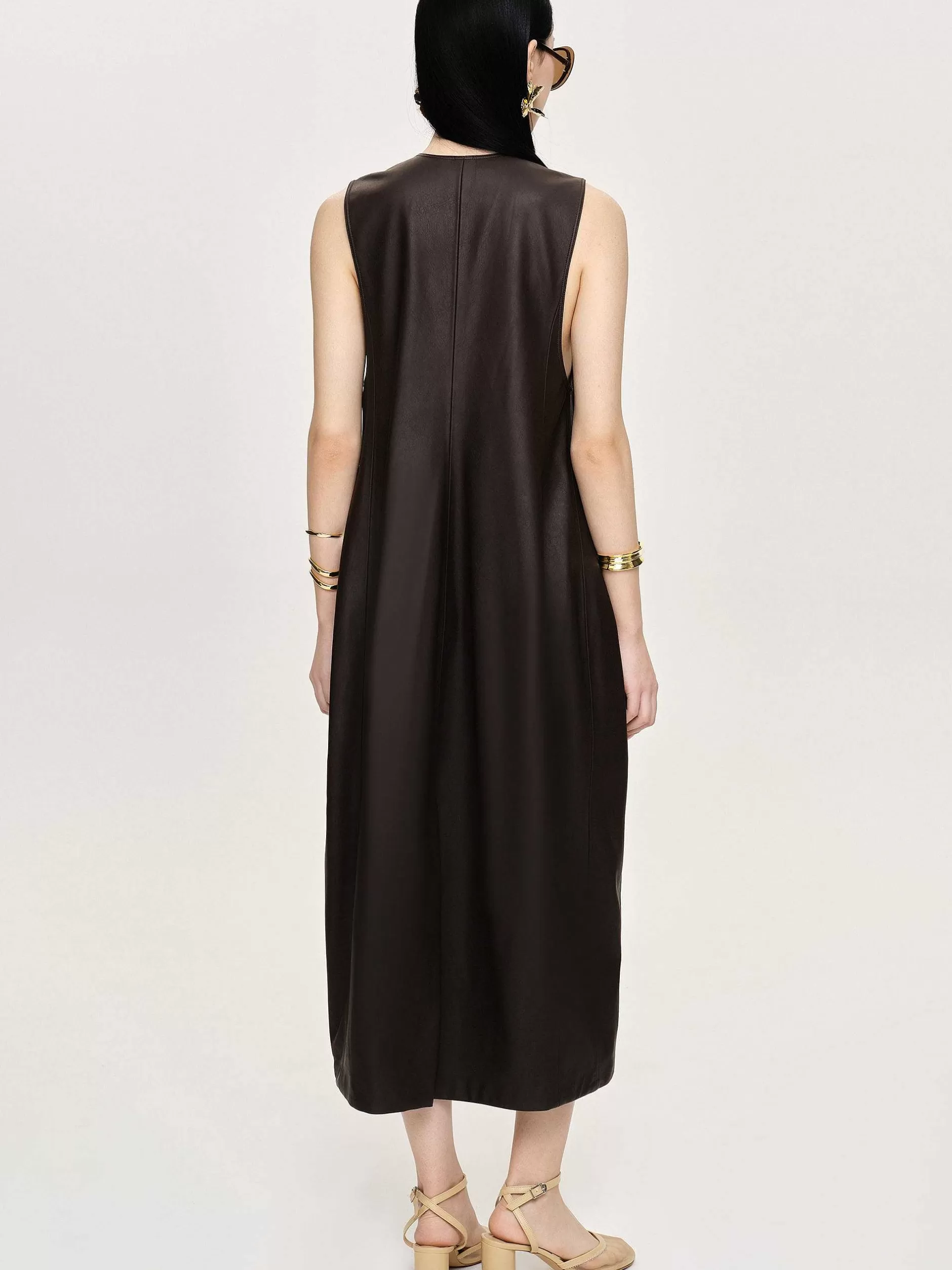 Cheap Adua Maxi-Jurk Van Kunstleer, Chocoladebruin Vrouwen Jurken