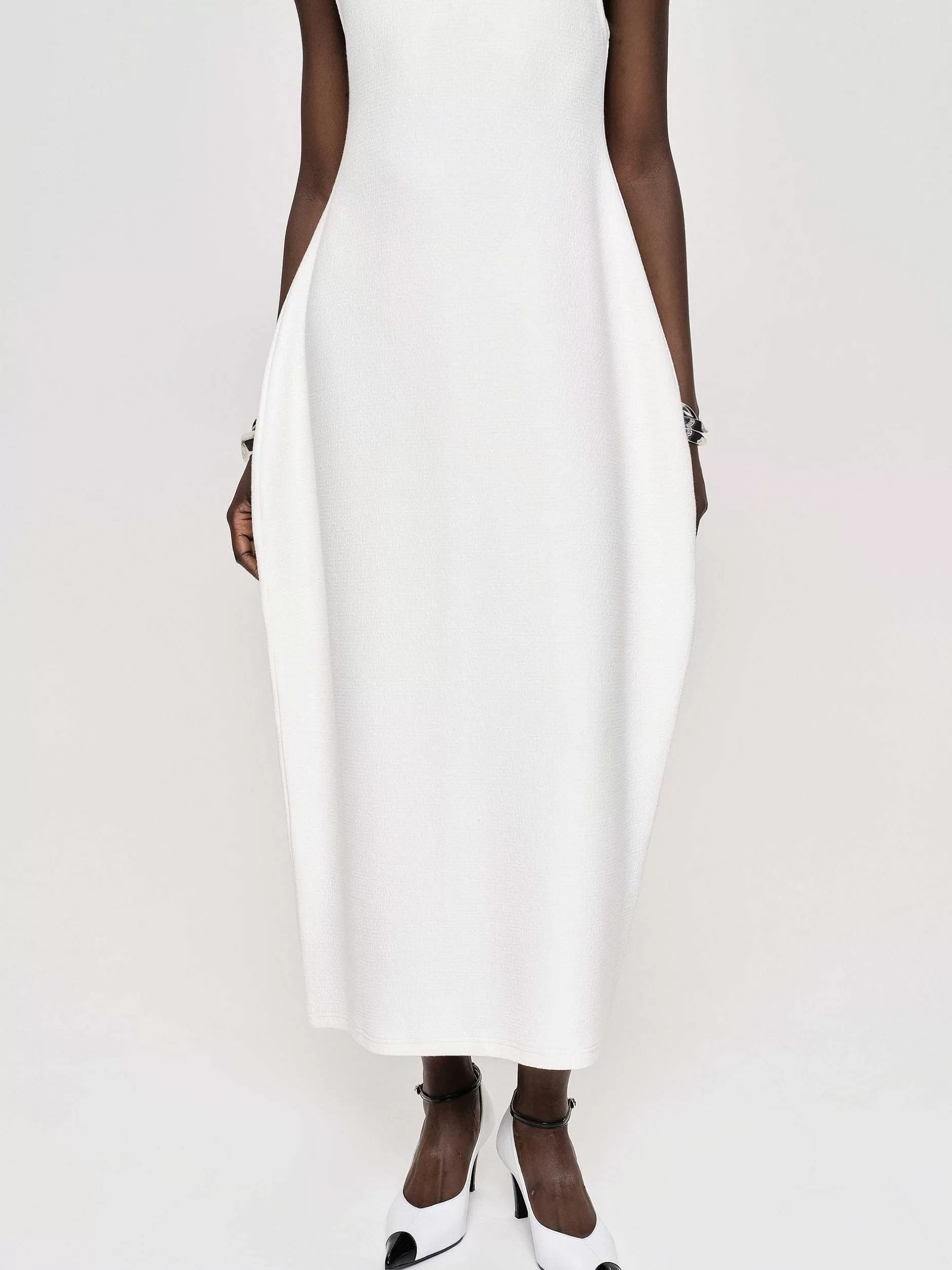 Sale Adua Vase Midi-Jurk, Wit Vrouwen Jurken