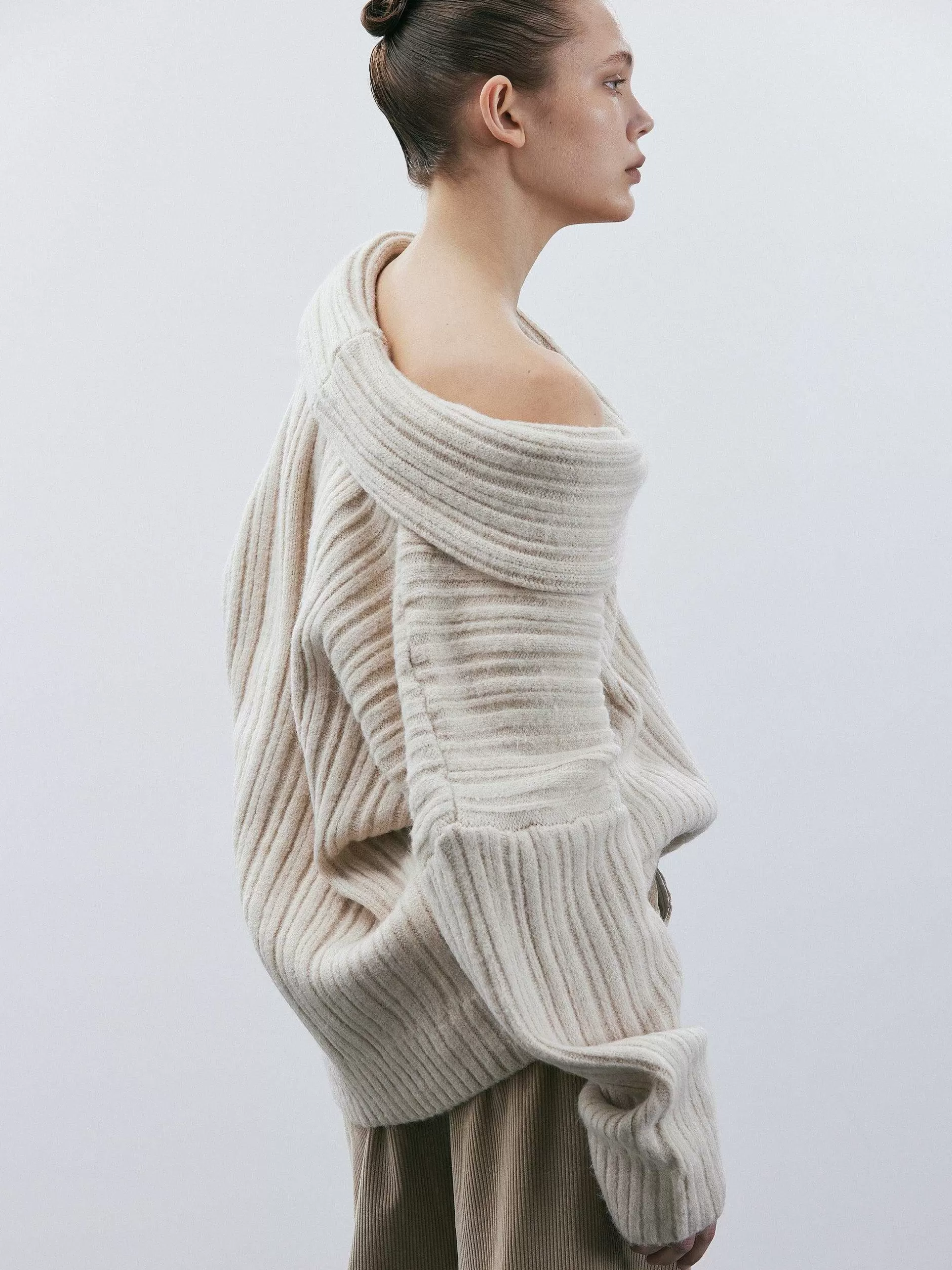Sale Becca Oversized Hoge Gebreide Trui, Berkenhout Vrouwen Accessoires