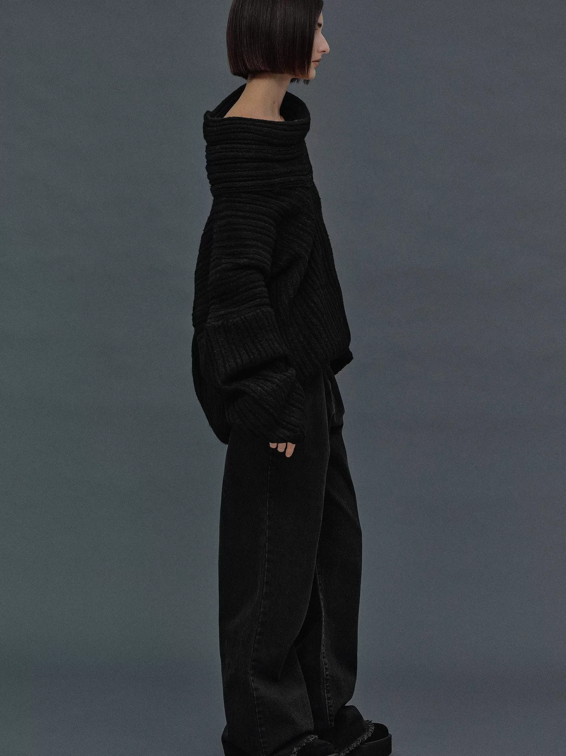 Sale Becca Oversized Hoge Rolgebreide Trui, Zwart Vrouwen Accessoires