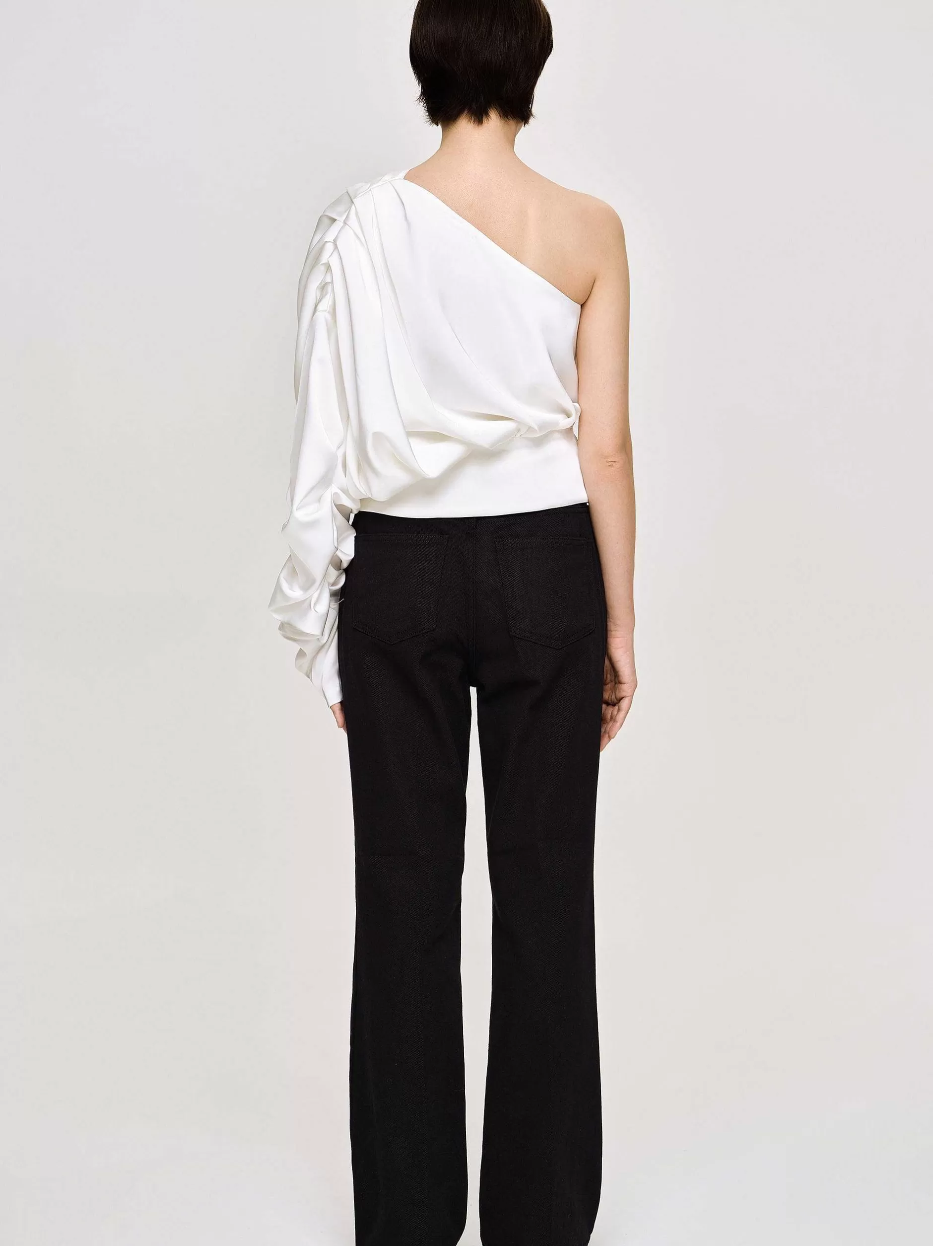 Flash Sale Blouse Met Een Schouder, Wit Vrouwen Bovenkanten
