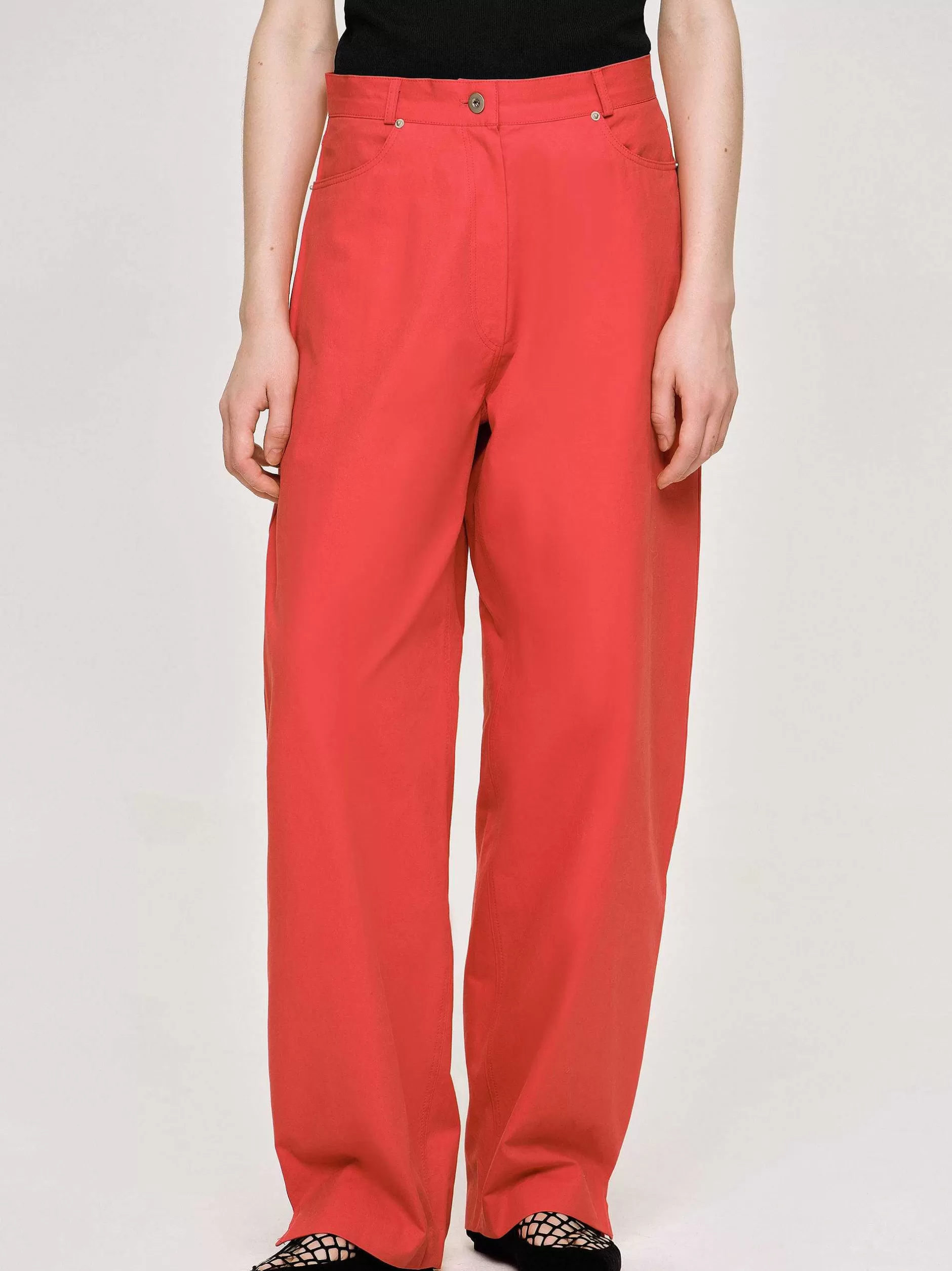 Discount Broek Met Tonvormige Pijpen, Rood Vrouwen Kleding