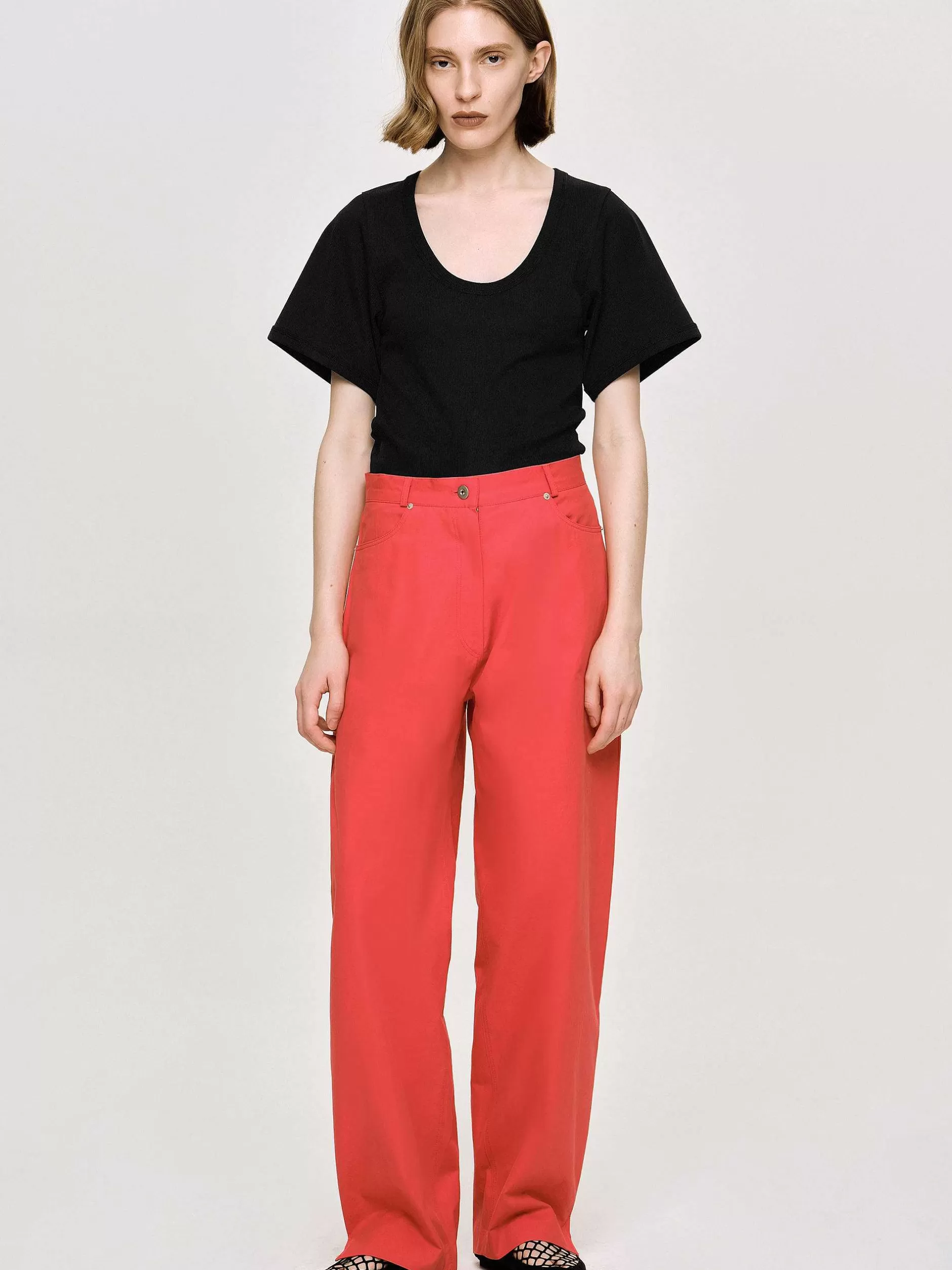 Clearance Broek Met Tonvormige Pijpen, Rood Vrouwen Bodems