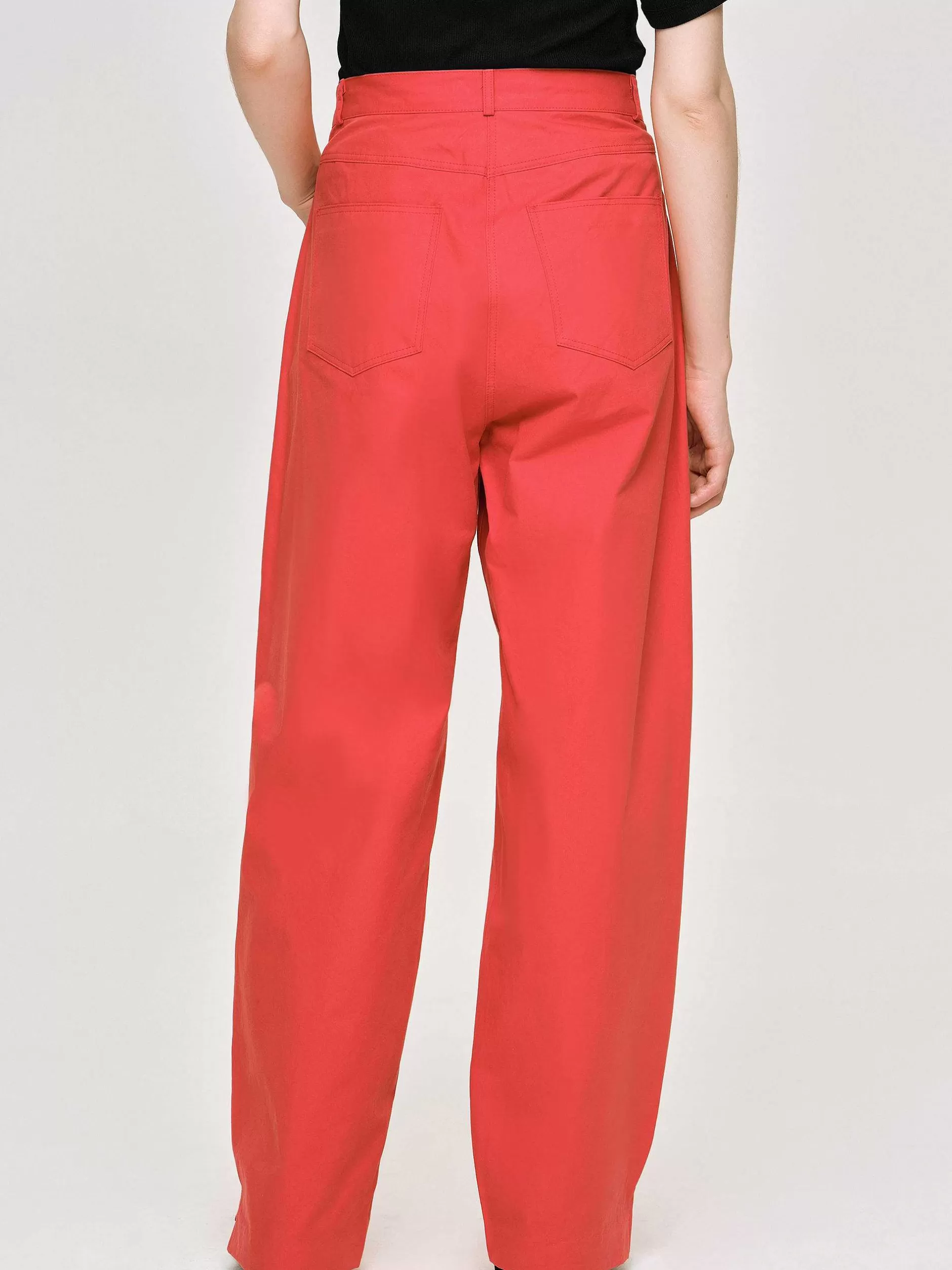 Discount Broek Met Tonvormige Pijpen, Rood Vrouwen Kleding