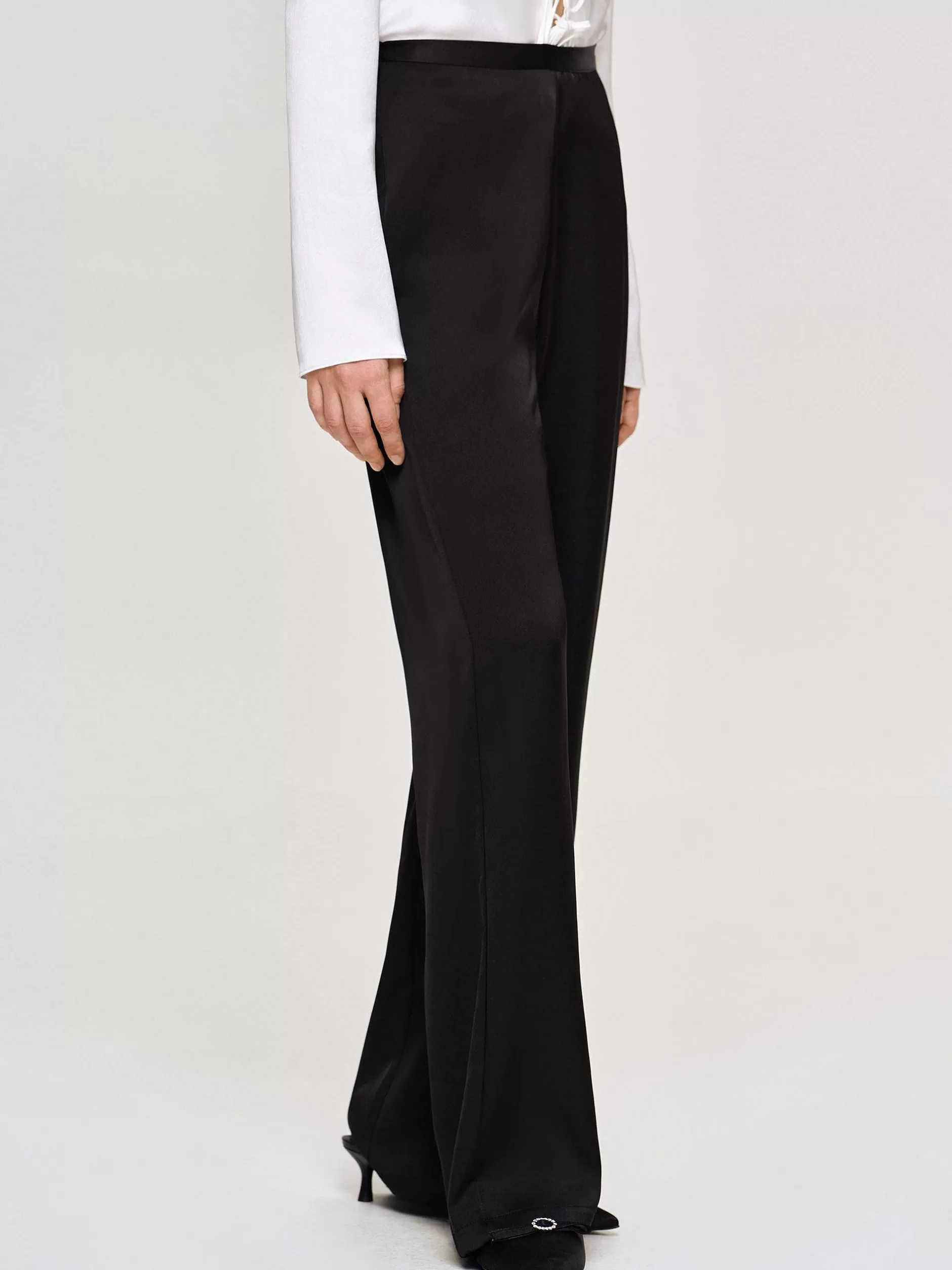Clearance Broek Van Satijn-Crepe, Zwart Vrouwen Accessoires