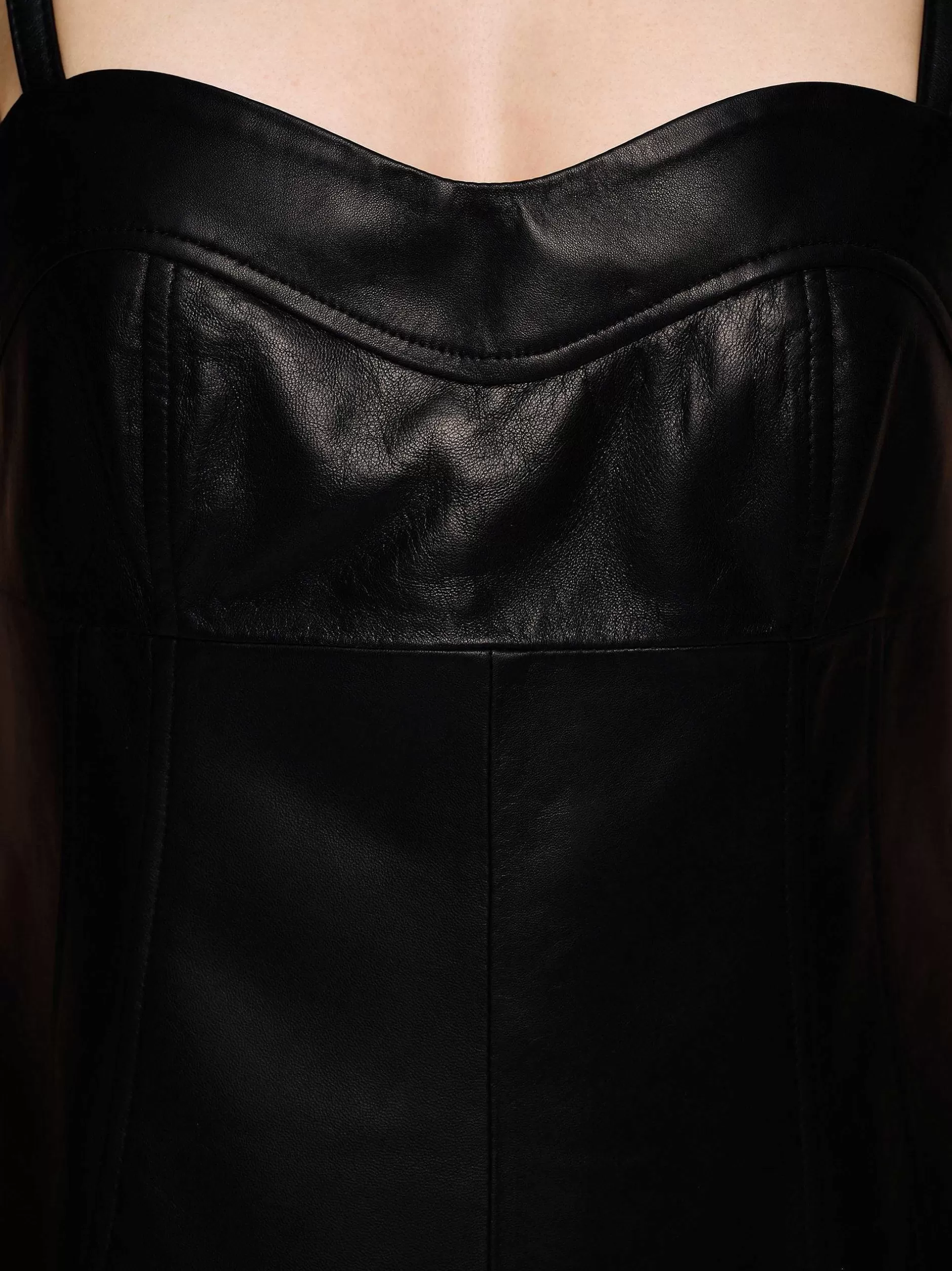 Flash Sale Bustier Leren Top Van Lamsleer, Zwart Vrouwen Bovenkanten
