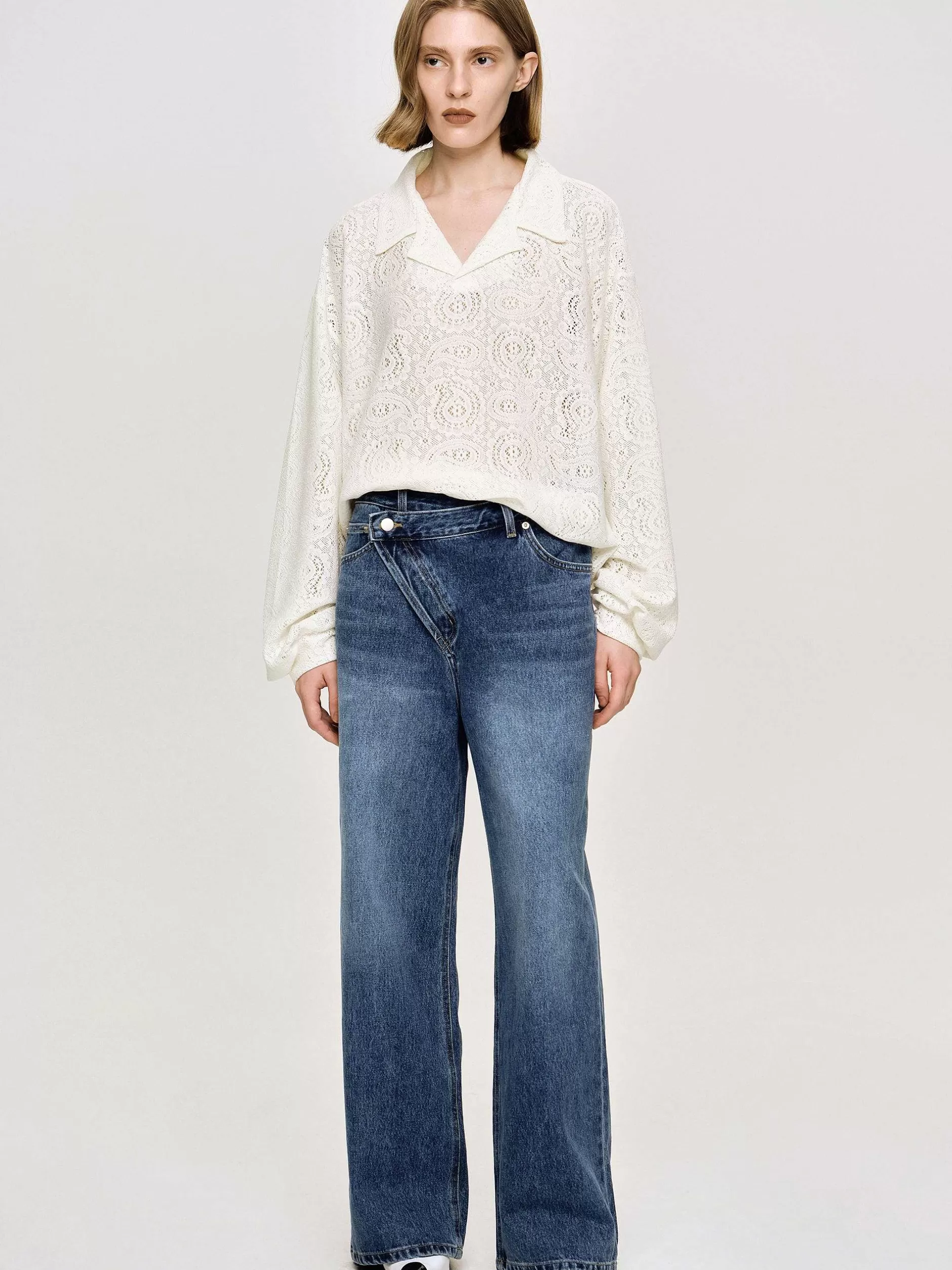 Hot Crossover-Jeans, Donkere Steenwassing Vrouwen Kleding