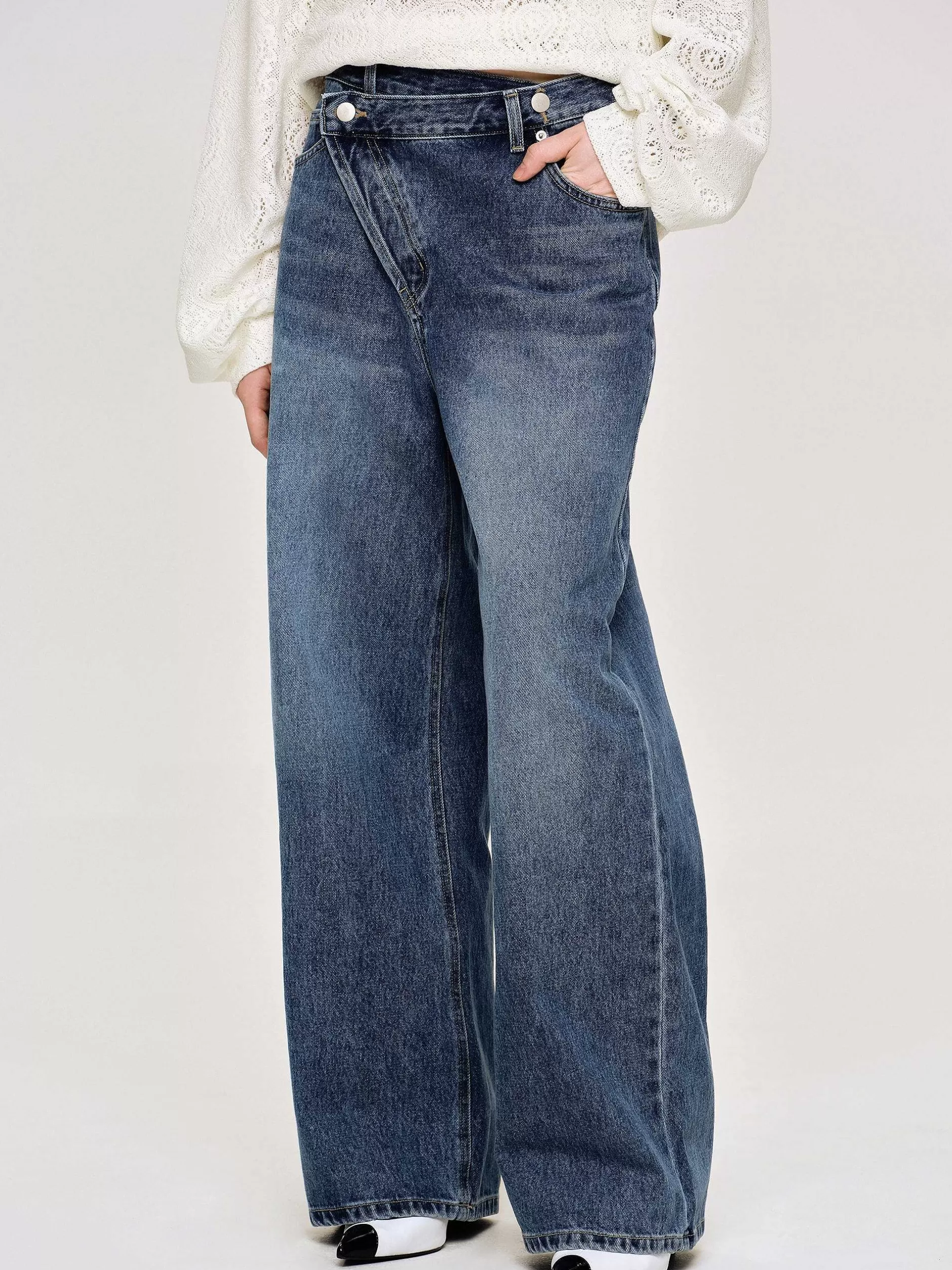 New Crossover-Jeans, Donkere Steenwassing Vrouwen Denim
