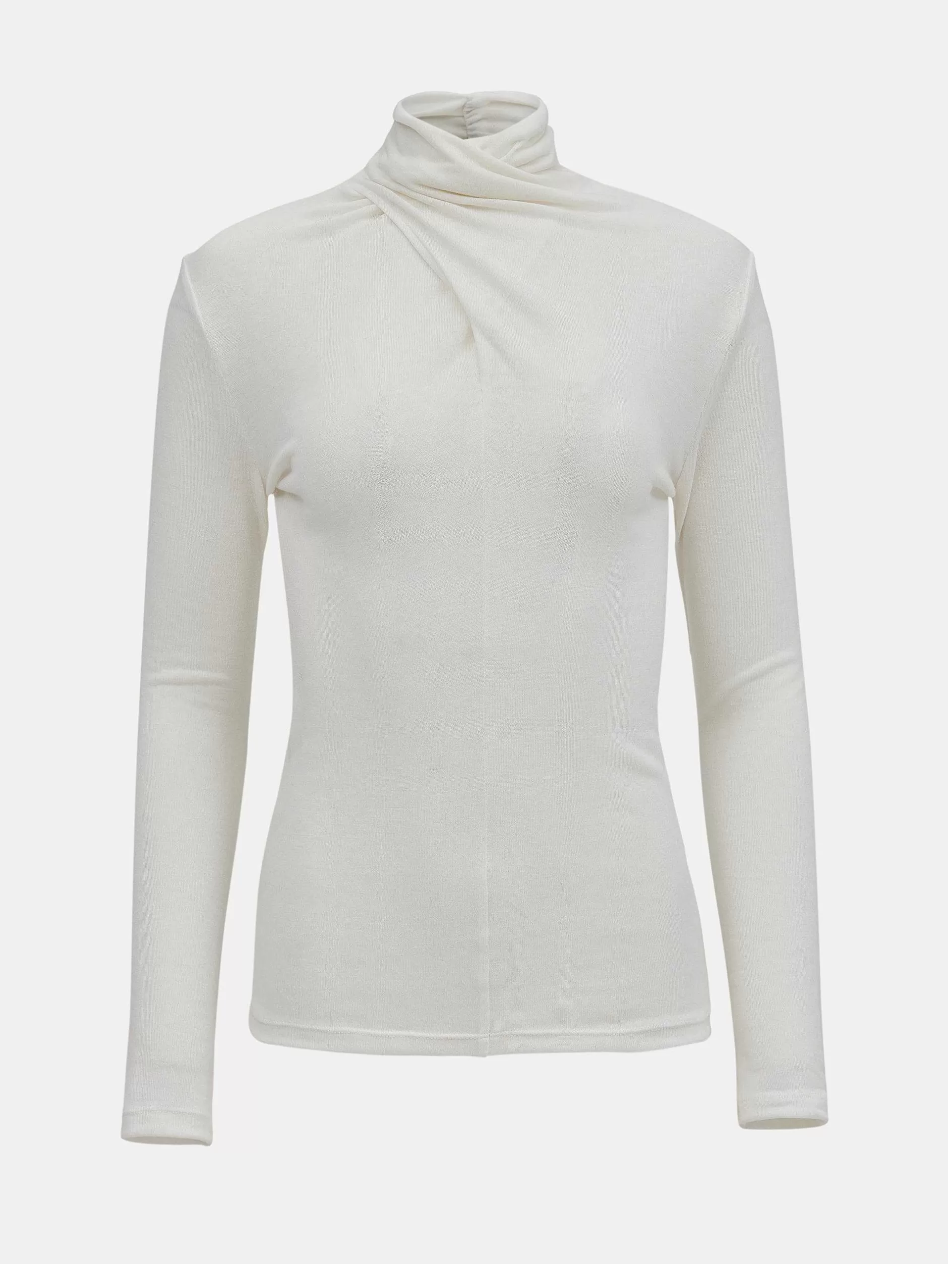 Online Daye Wollen T-Shirt Met Gekruiste Hals, Wit Vrouwen Bovenkanten