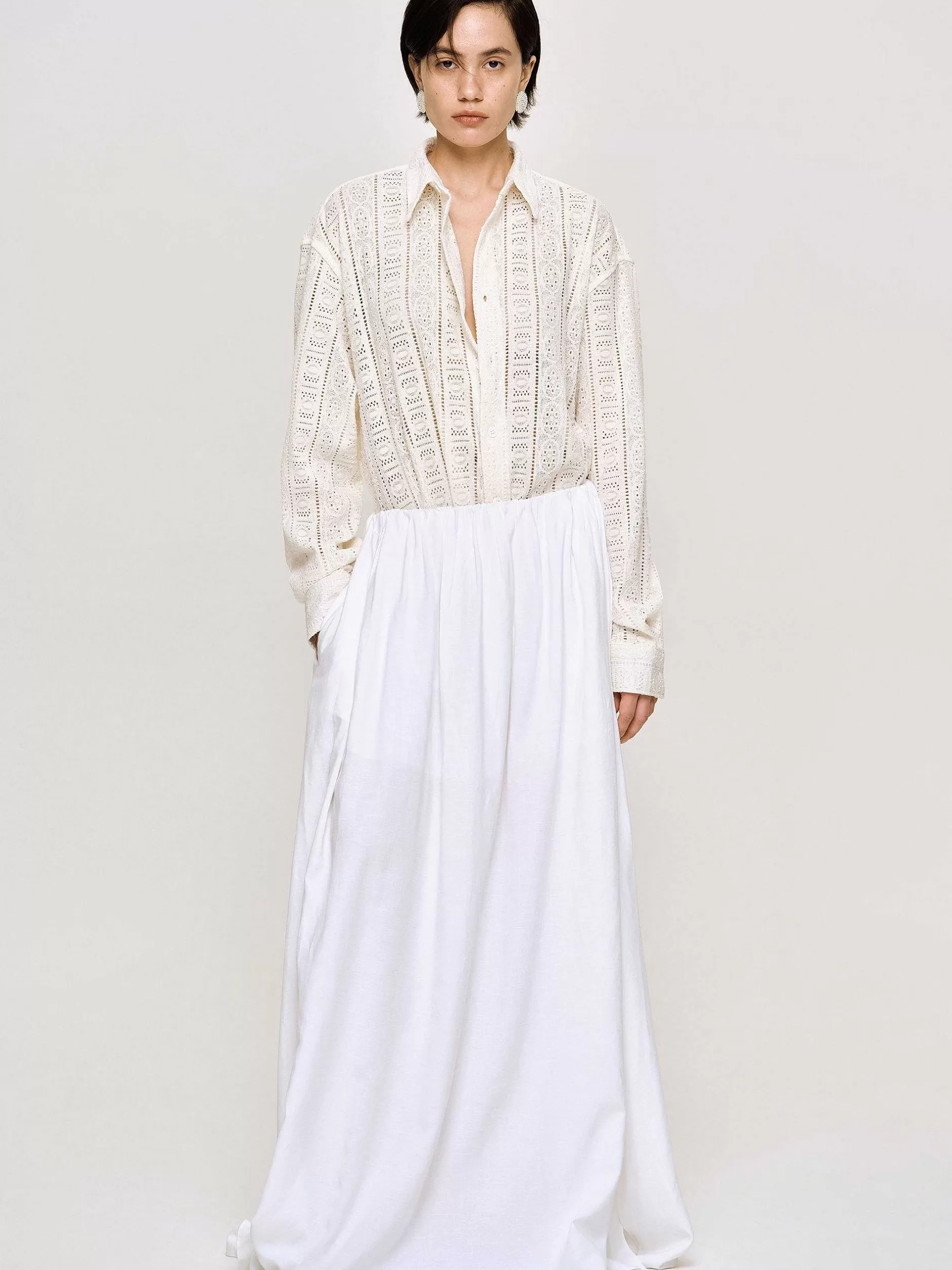 New Dhanila Vloerlange Linnen Rok, Optisch Wit Vrouwen Kleding