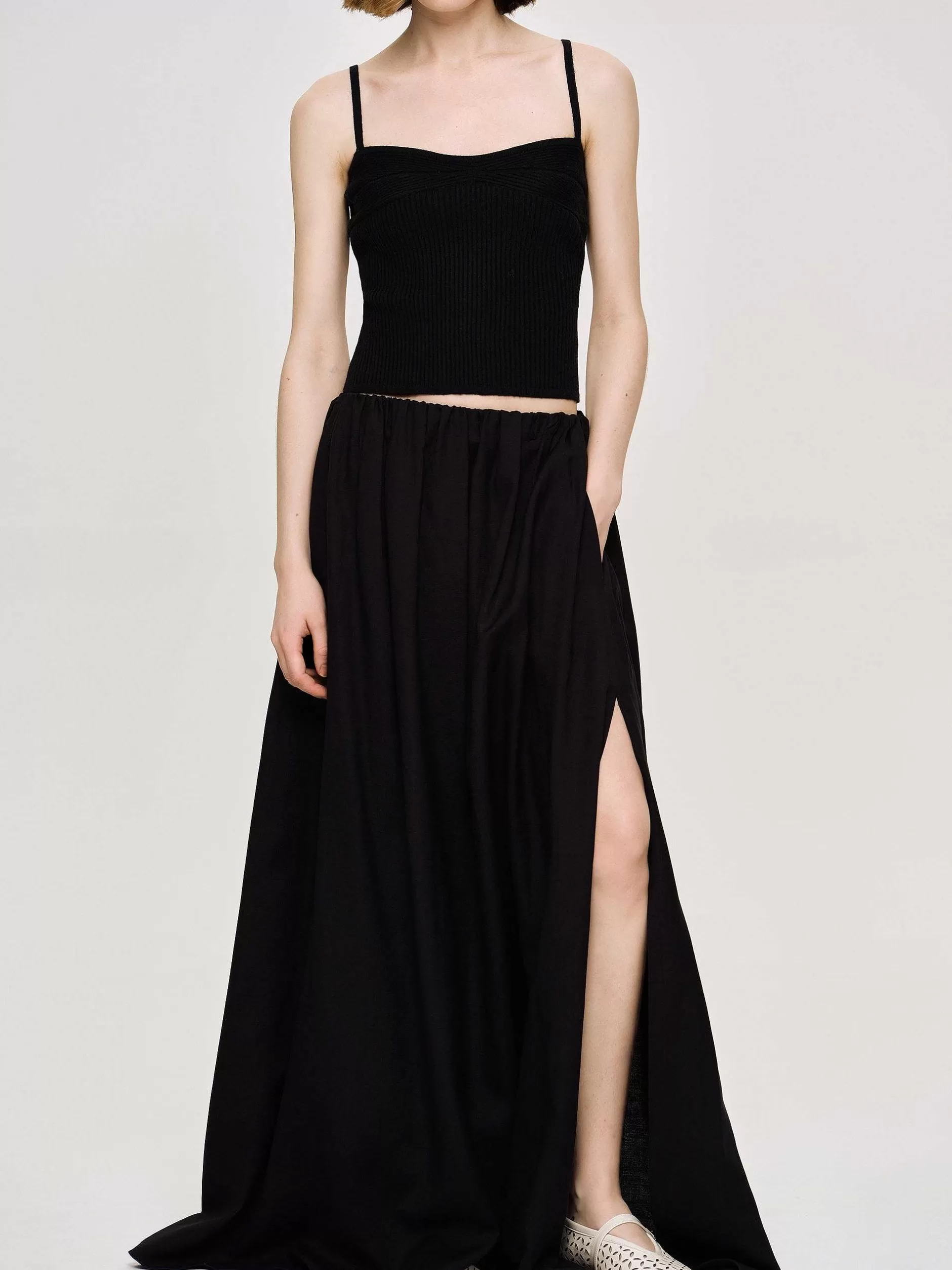 Shop Dhanila Vloerlange Linnen Rok, Zwart Vrouwen Kleding
