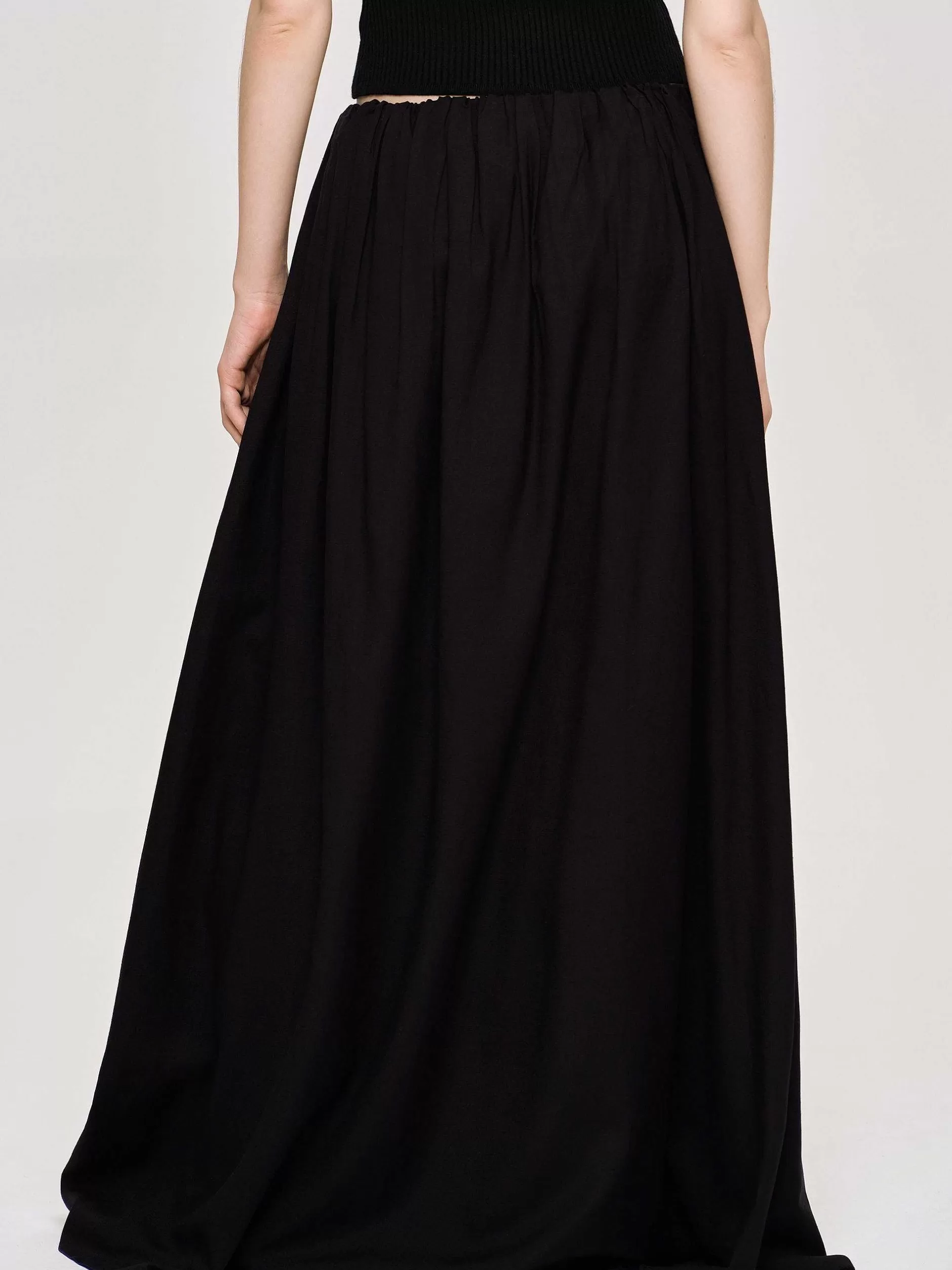 Best Sale Dhanila Vloerlange Linnen Rok, Zwart Vrouwen Bodems