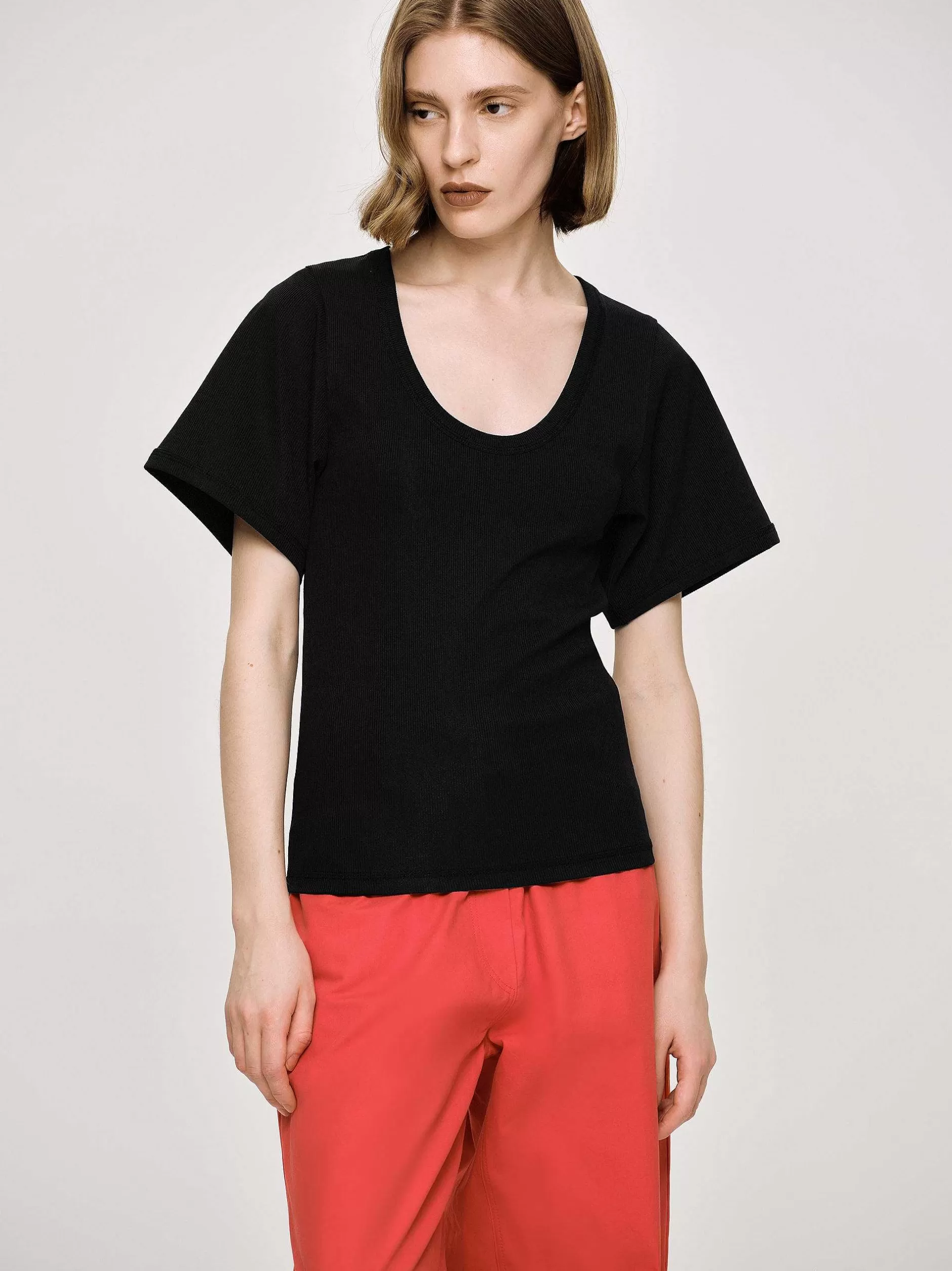 Clearance Diep U-T-Shirt, Zwart Vrouwen Accessoires
