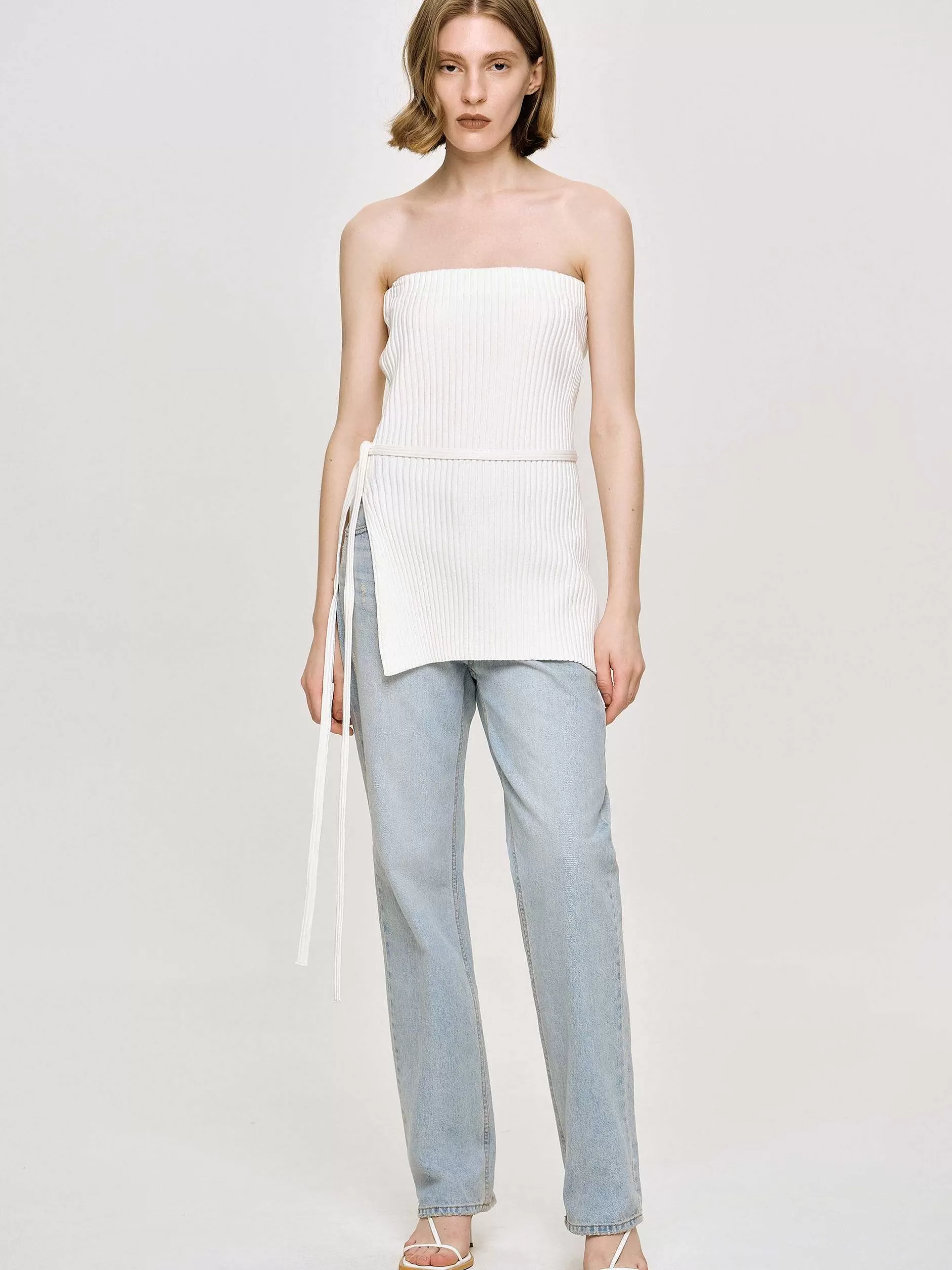 Flash Sale Distressed Rechte Jeans, Licht Vintage Blauw Vrouwen Denim