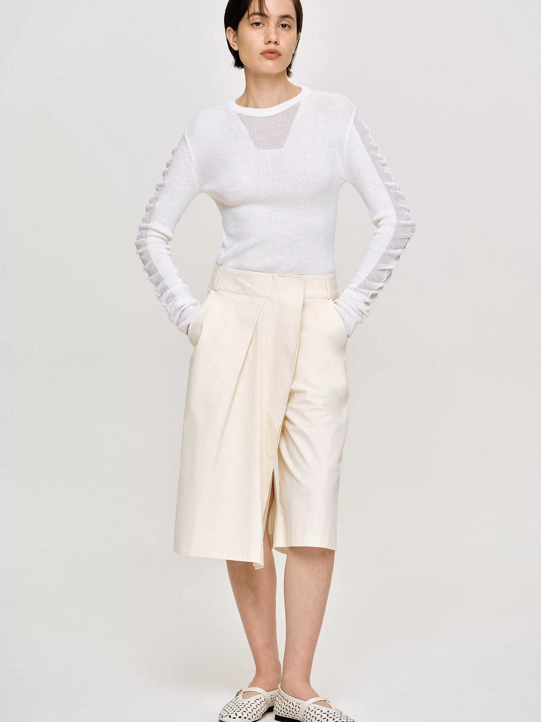 Best Sale Doorzichtig Gebreid Mouwtje, Wit Vrouwen Gebreide Kleding