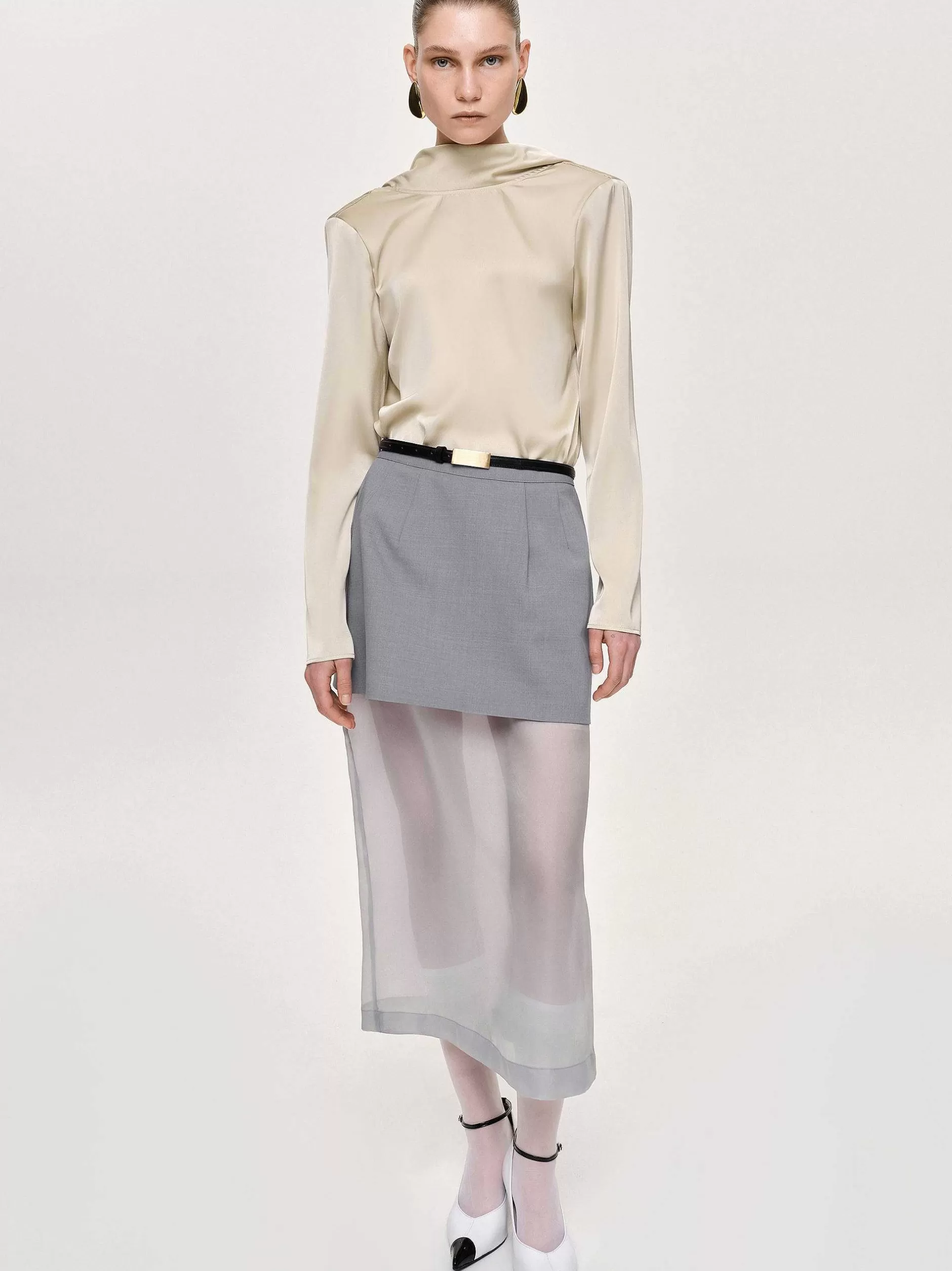 Hot Doorzichtige Midi-Rok, Taupegrijs Vrouwen Kleding