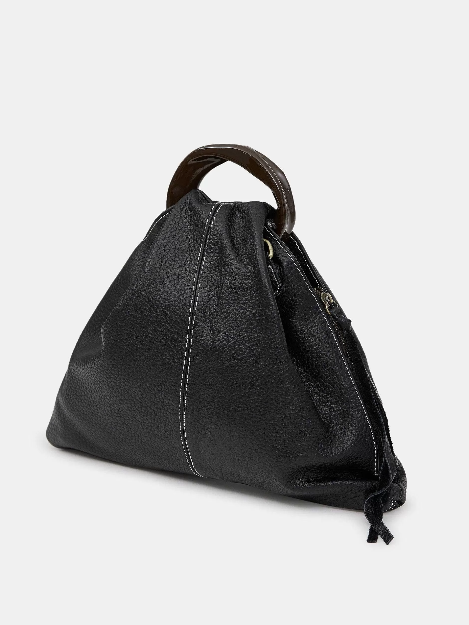 Best Sale Driehoekstas Van Kalfsleer, Zwart Vrouwen Schoenen En Tassen