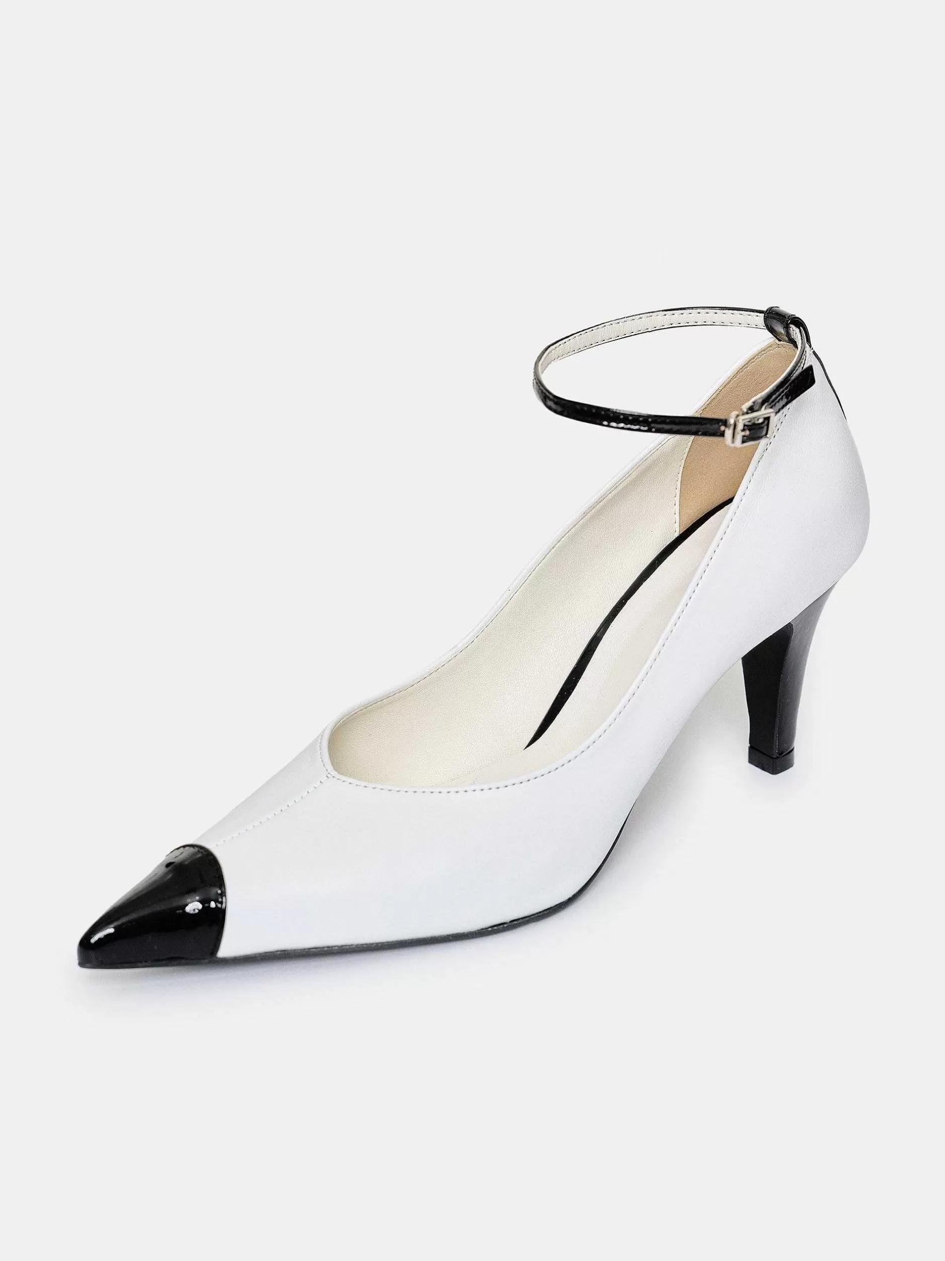 Cheap Ester Tweekleurige Hakken Met Enkelbandje, Wit Vrouwen Schoenen En Tassen