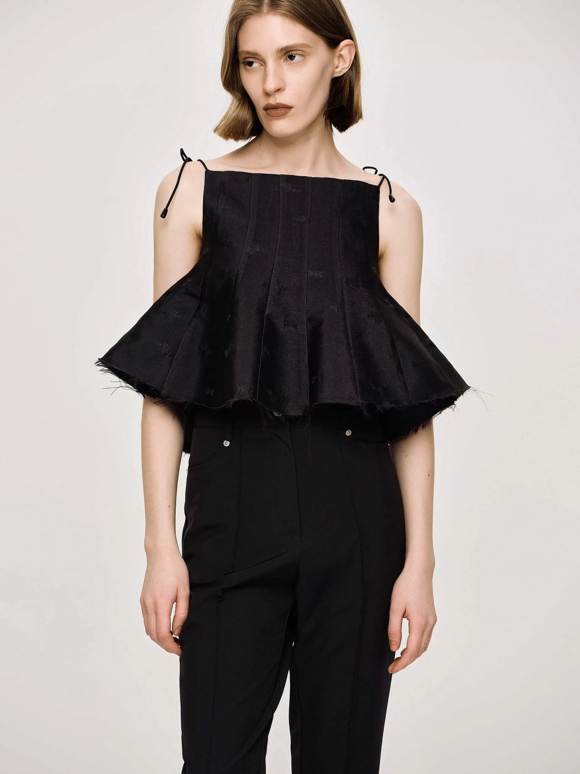 Sale Extra Cropped Hemdje, Zwart Vrouwen Kleding