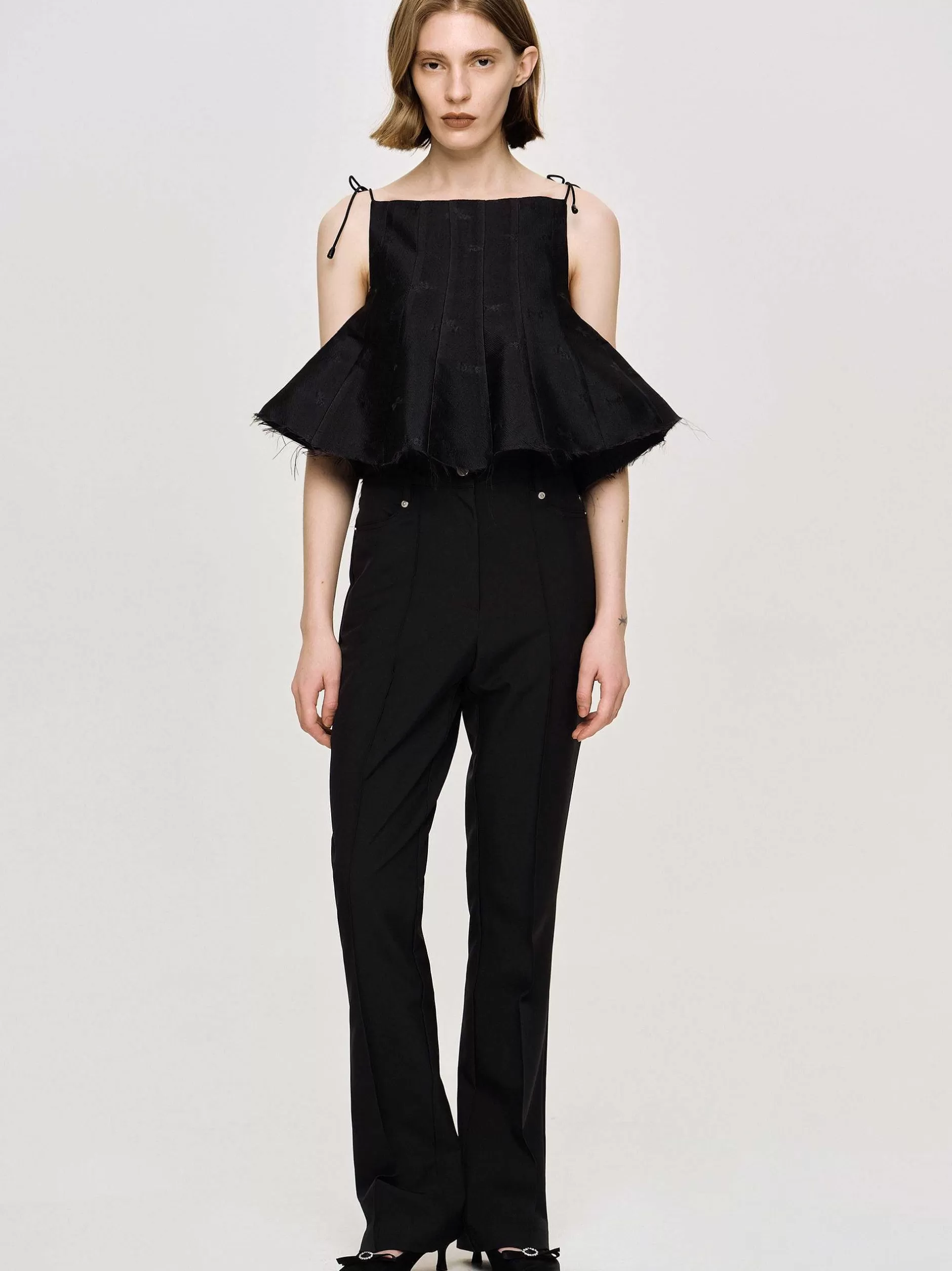 Sale Extra Cropped Hemdje, Zwart Vrouwen Kleding