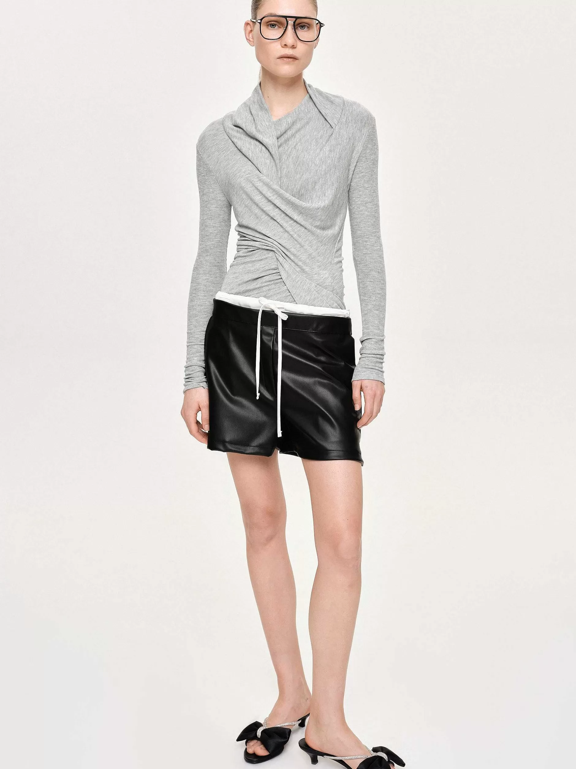 Store Folgore Asymmetrische Gedrapeerde Top, Grijs Vrouwen Kleding