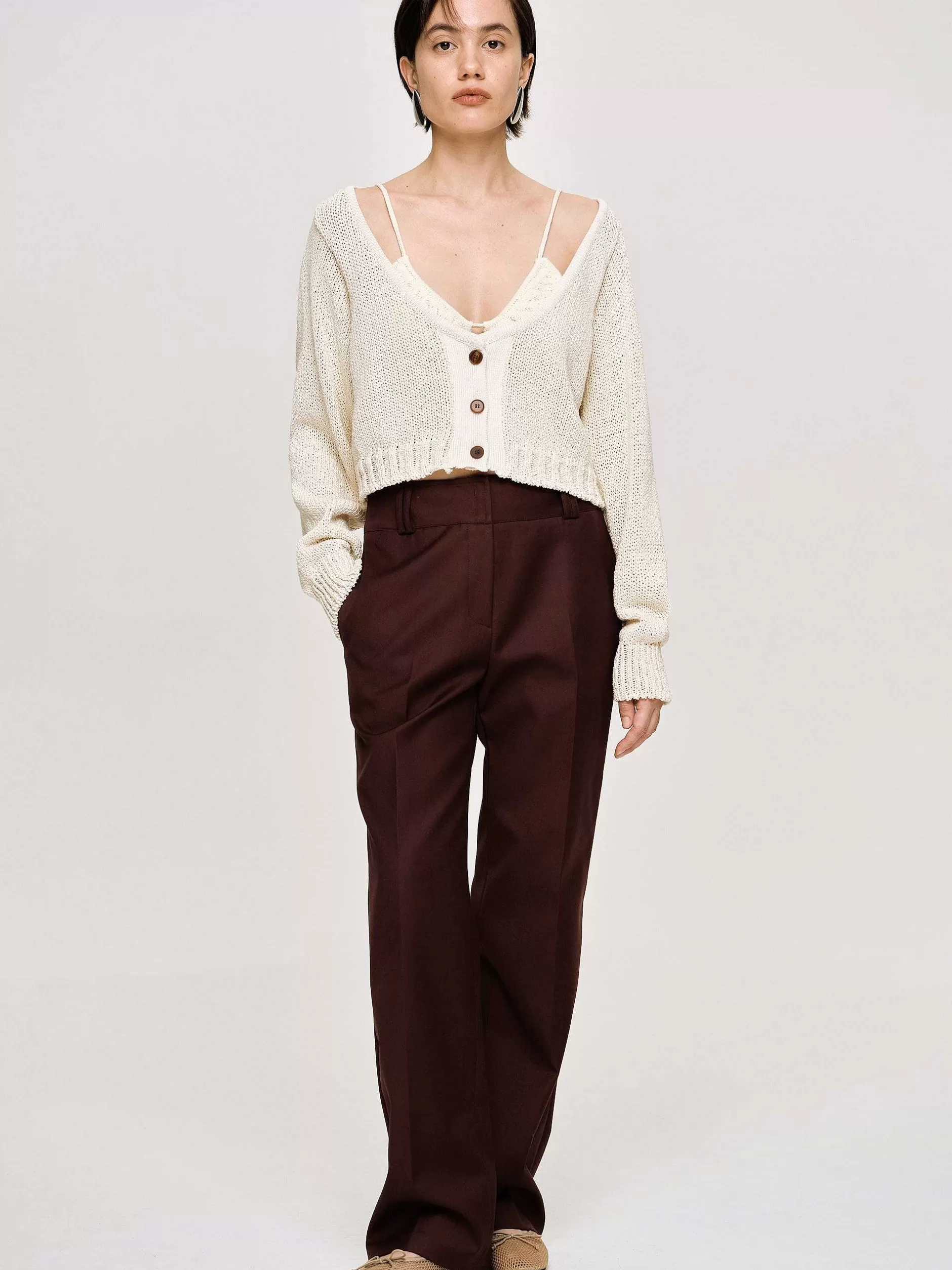 Best Gebreide Ronde Hals, Amandel Vrouwen Gebreide Kleding