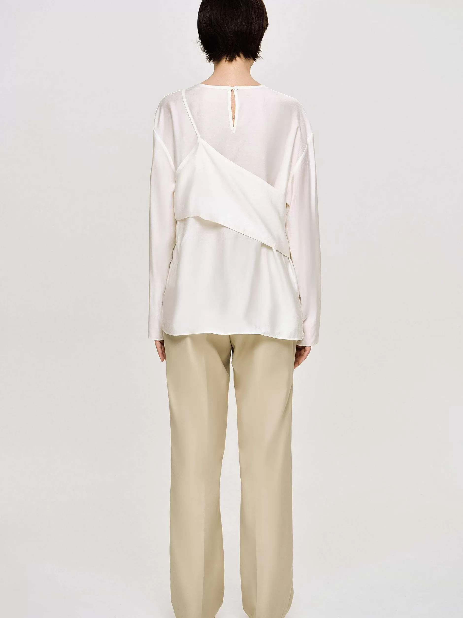 Cheap Gelaagde Bustierblouse, Ivoor Vrouwen Kleding