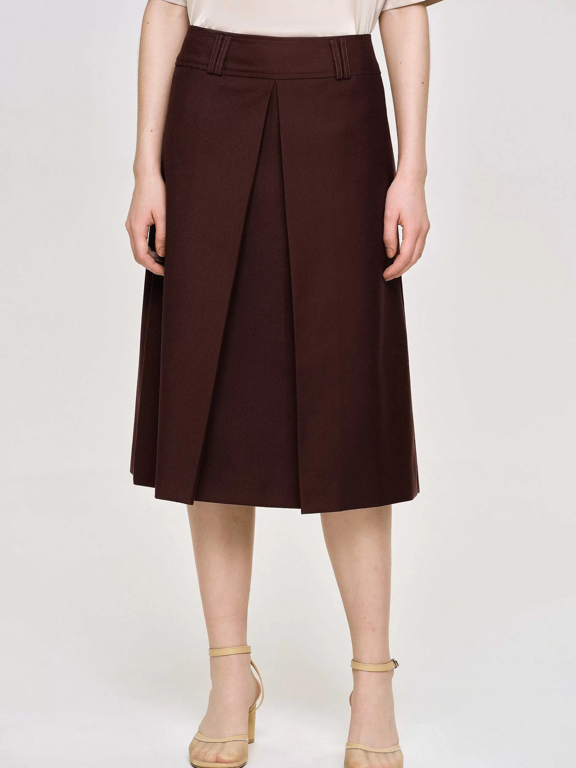 Best Geplooide Midi-Rok, Zwarte Kers Vrouwen Kleding