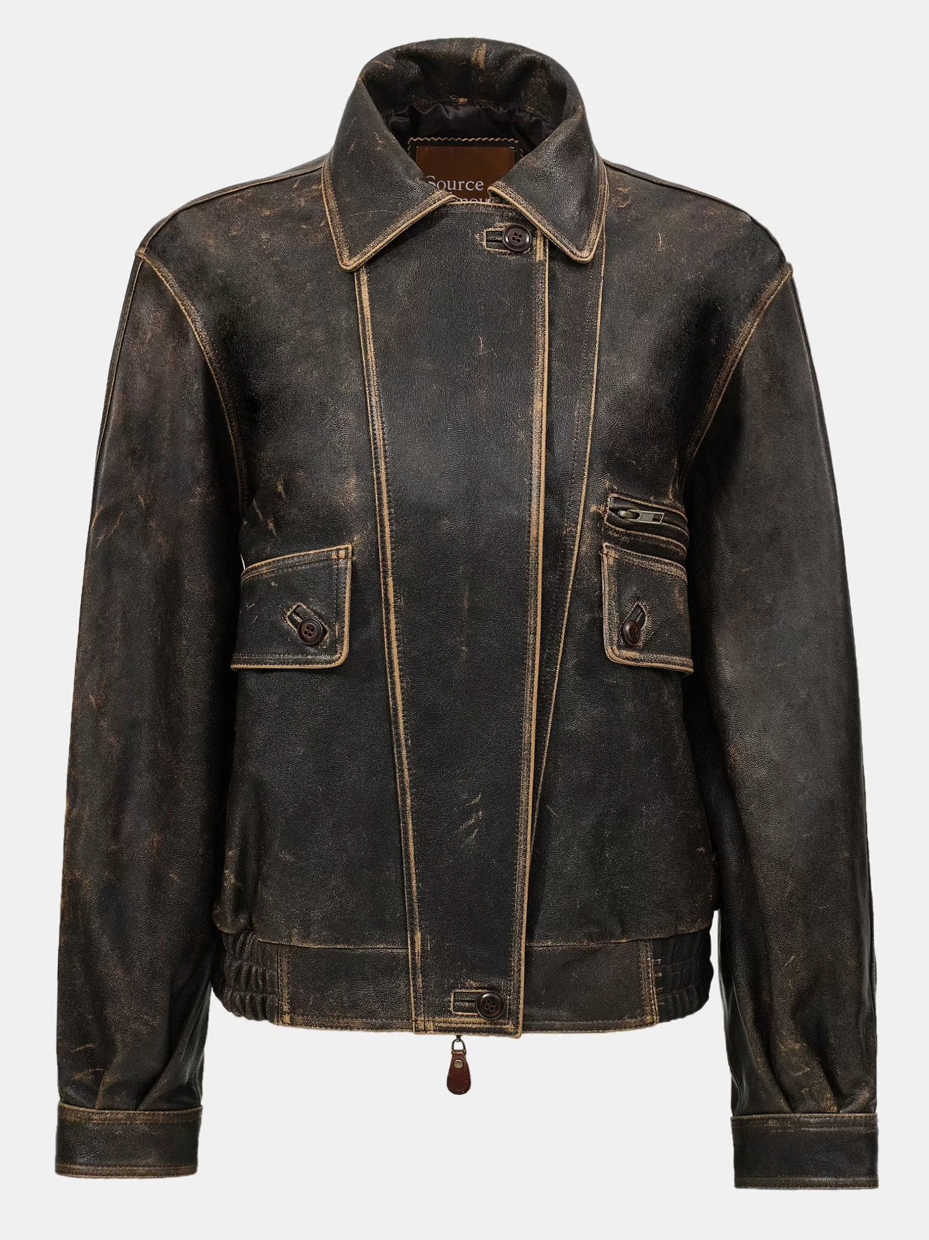 Clearance Geva Bomberjack Van Vervaagd Lamsleer, Bruin Vrouwen Accessoires