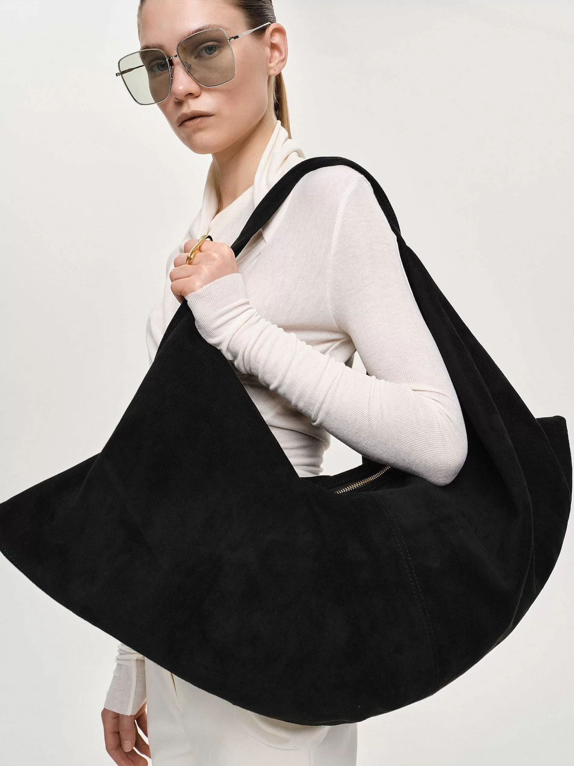 Shop Grote Gelukskoekjestas, Suede Zwart Vrouwen Kleding