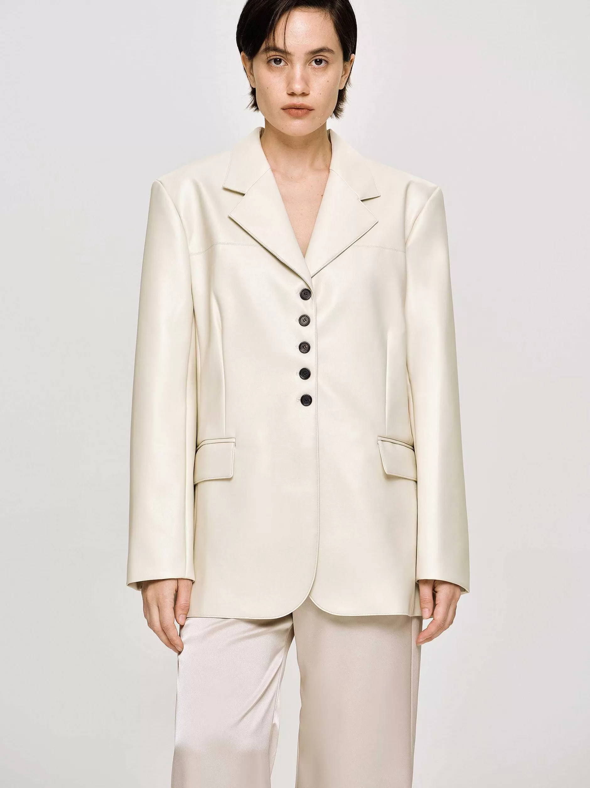 Cheap Jack Van Imitatieleer Met Knopen, Warm Beige Vrouwen Bovenkleding
