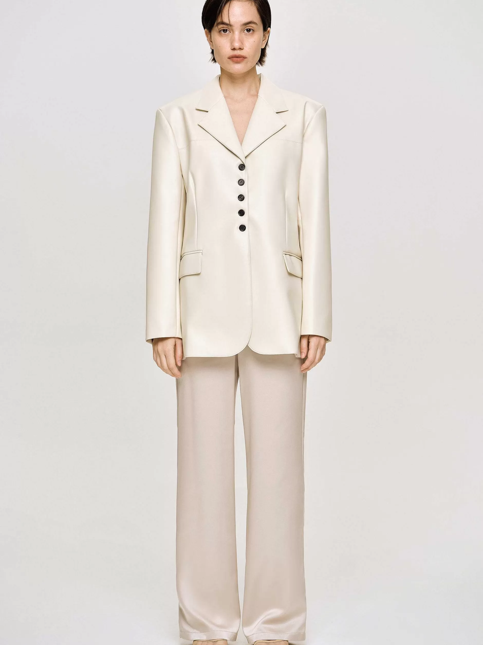 Cheap Jack Van Imitatieleer Met Knopen, Warm Beige Vrouwen Bovenkleding