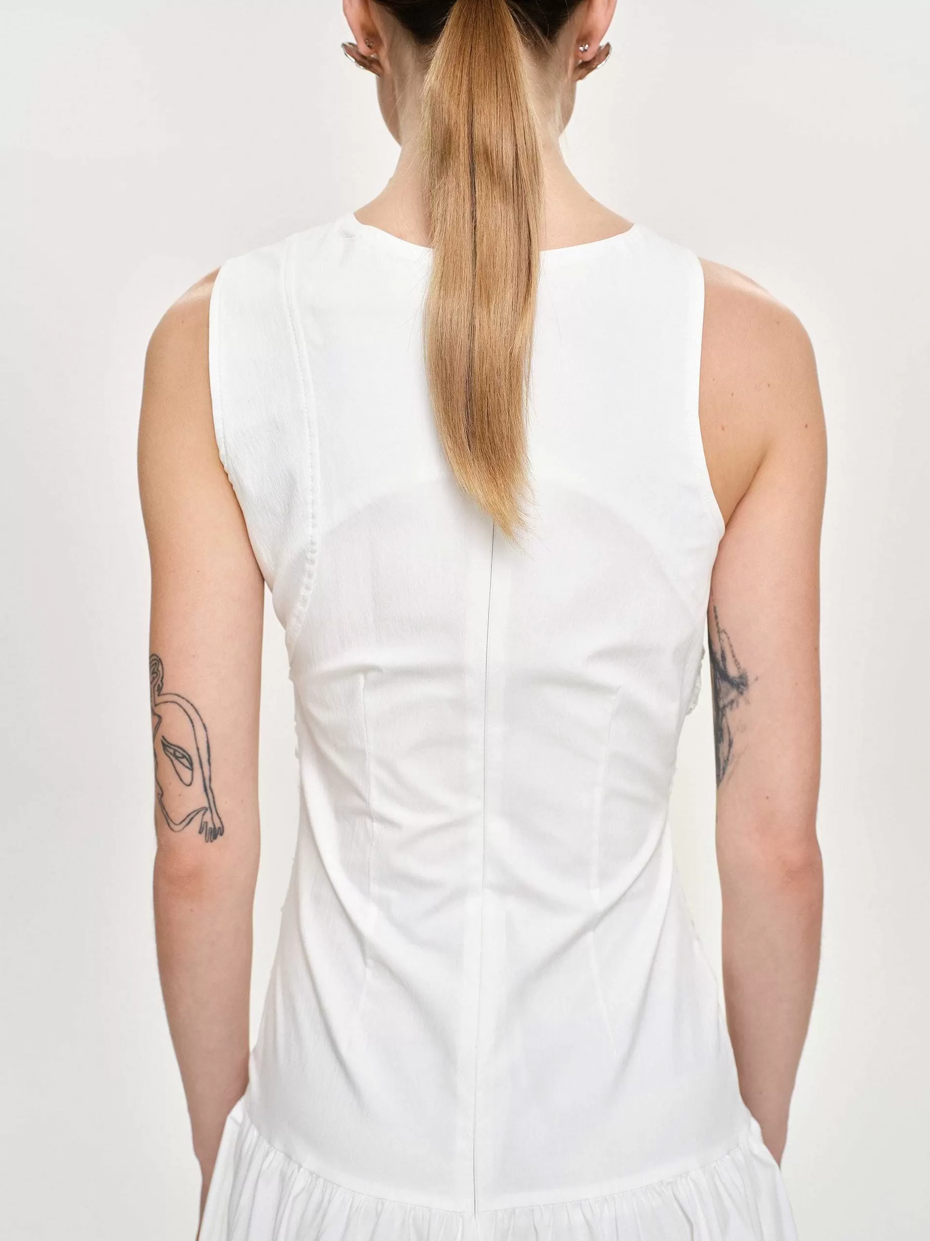 Best Sale Jurk Met Verlaagde Taille En Ruches, Gebroken Wit Vrouwen Accessoires