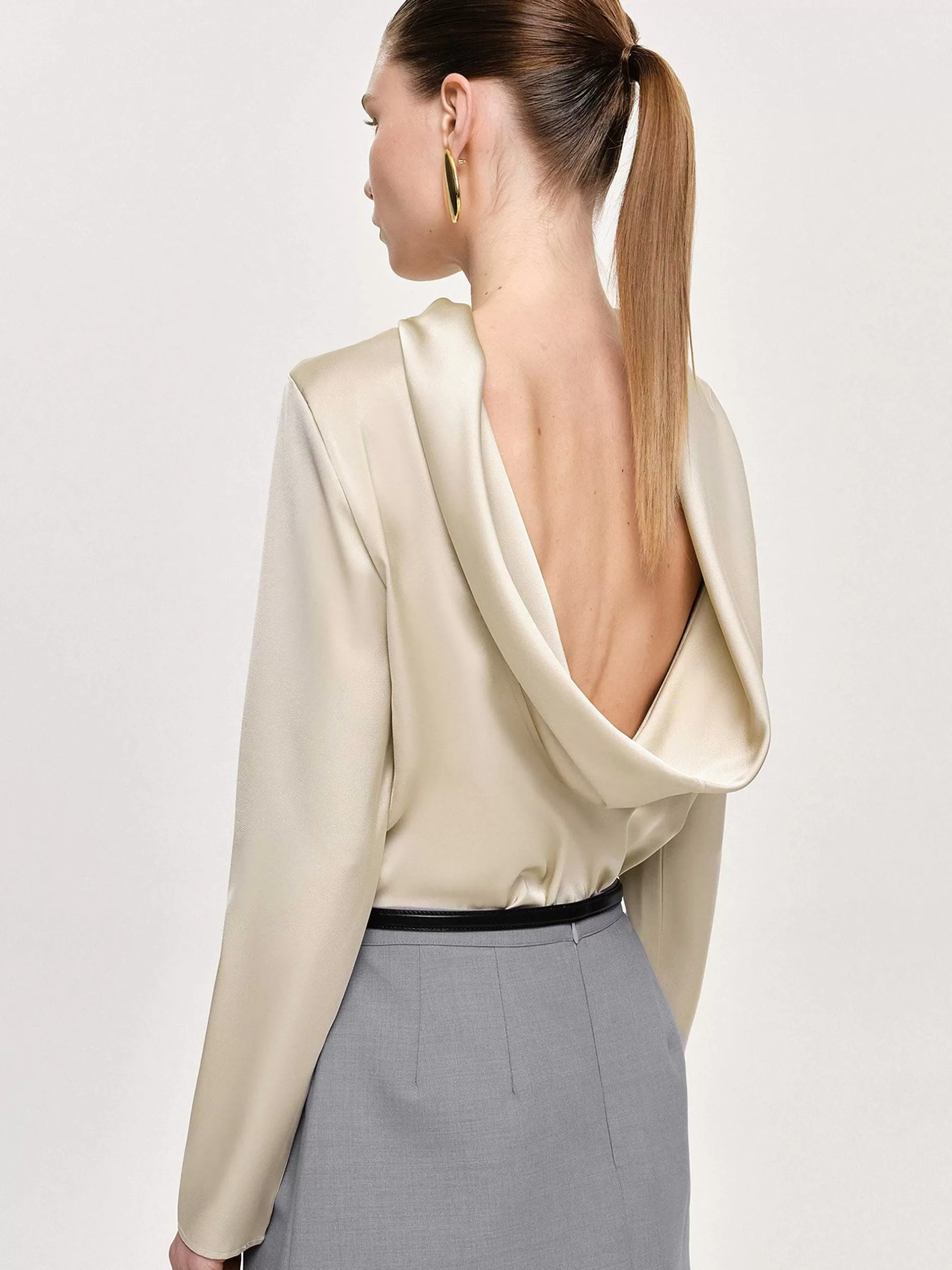 New Leiva Blouse Met Doorlopende Achterkant, Perkament Vrouwen Bovenkanten