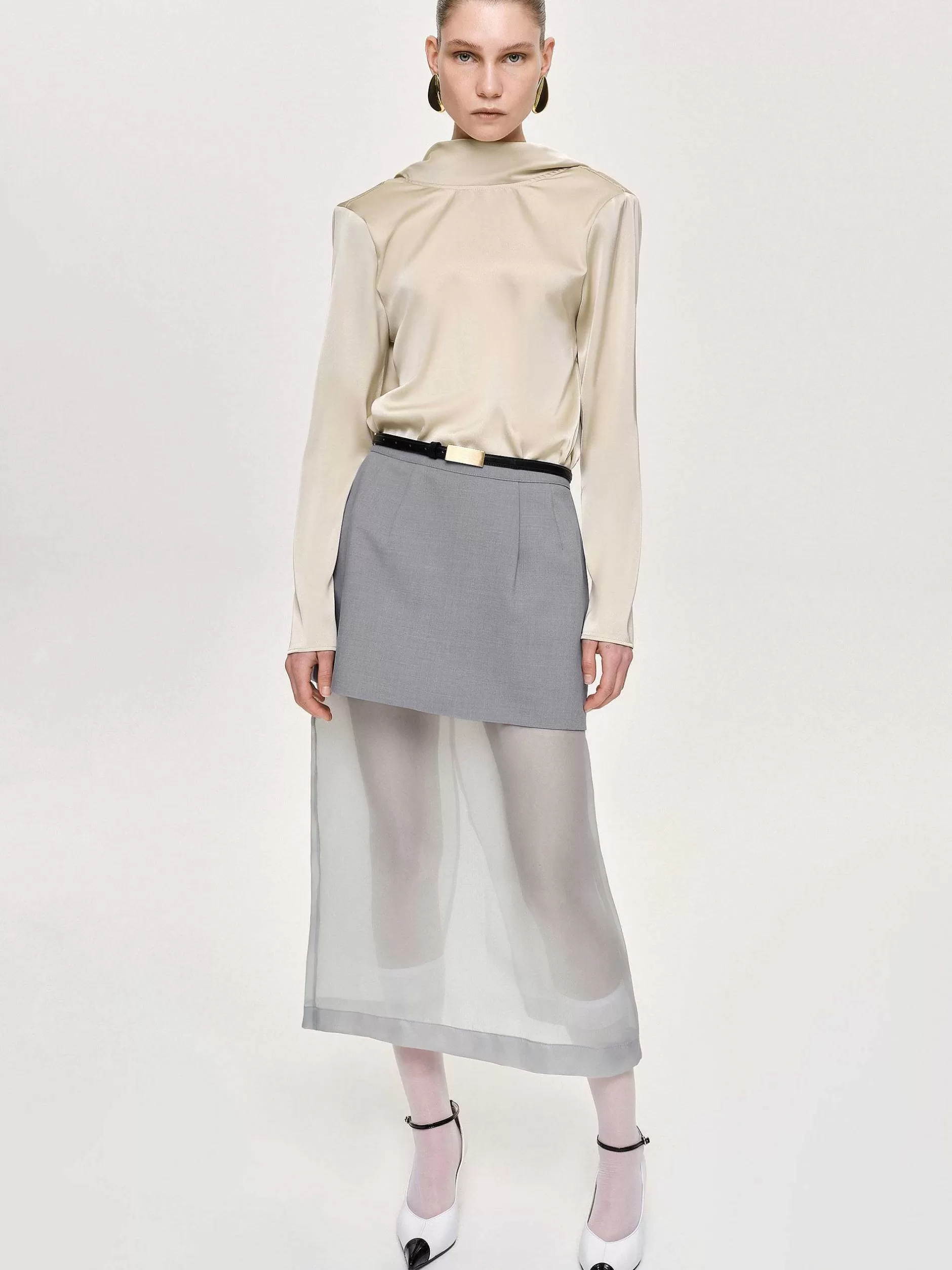 Clearance Leiva Blouse Met Doorlopende Achterkant, Perkament Vrouwen Kleding
