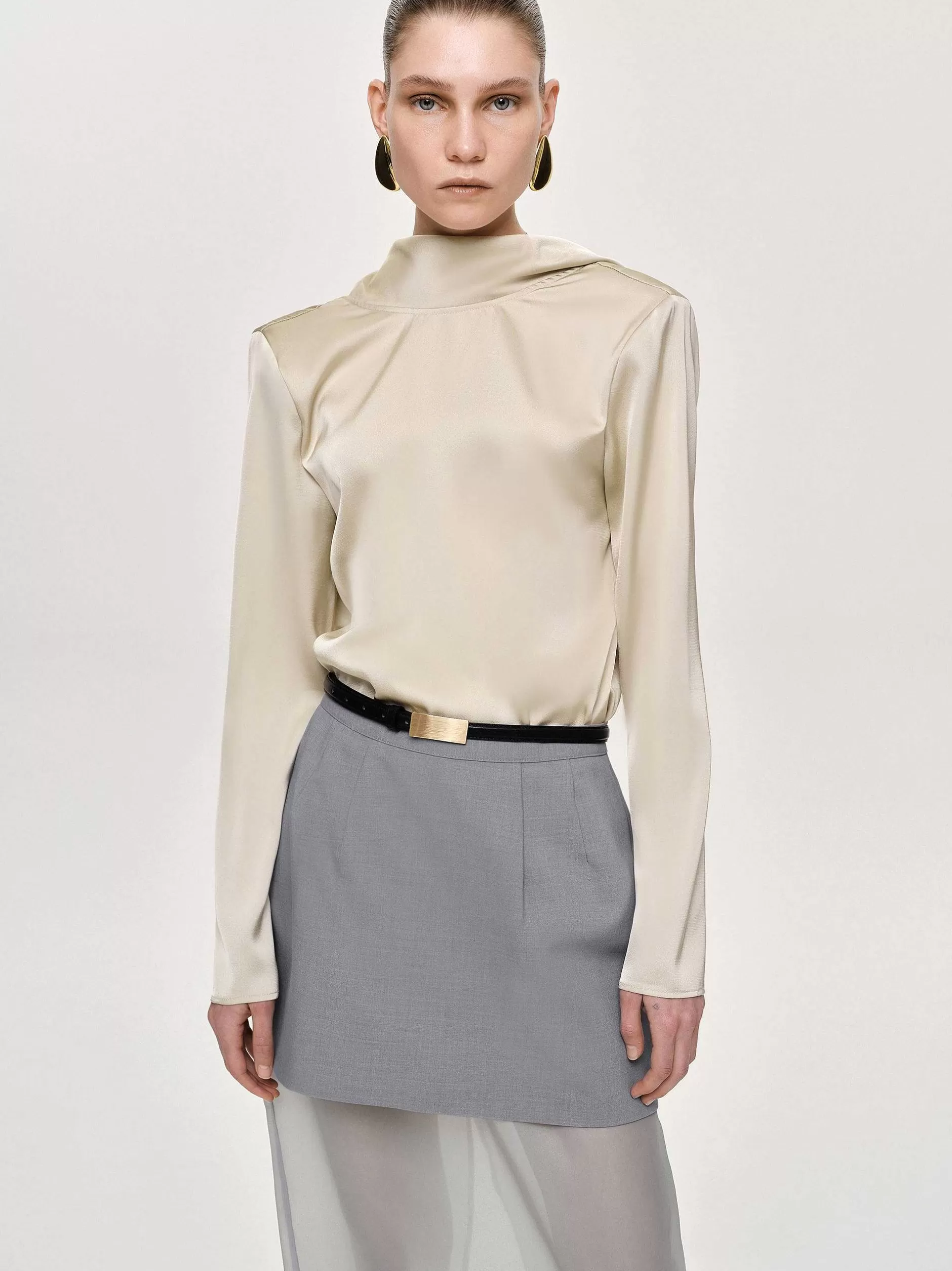 New Leiva Blouse Met Doorlopende Achterkant, Perkament Vrouwen Bovenkanten