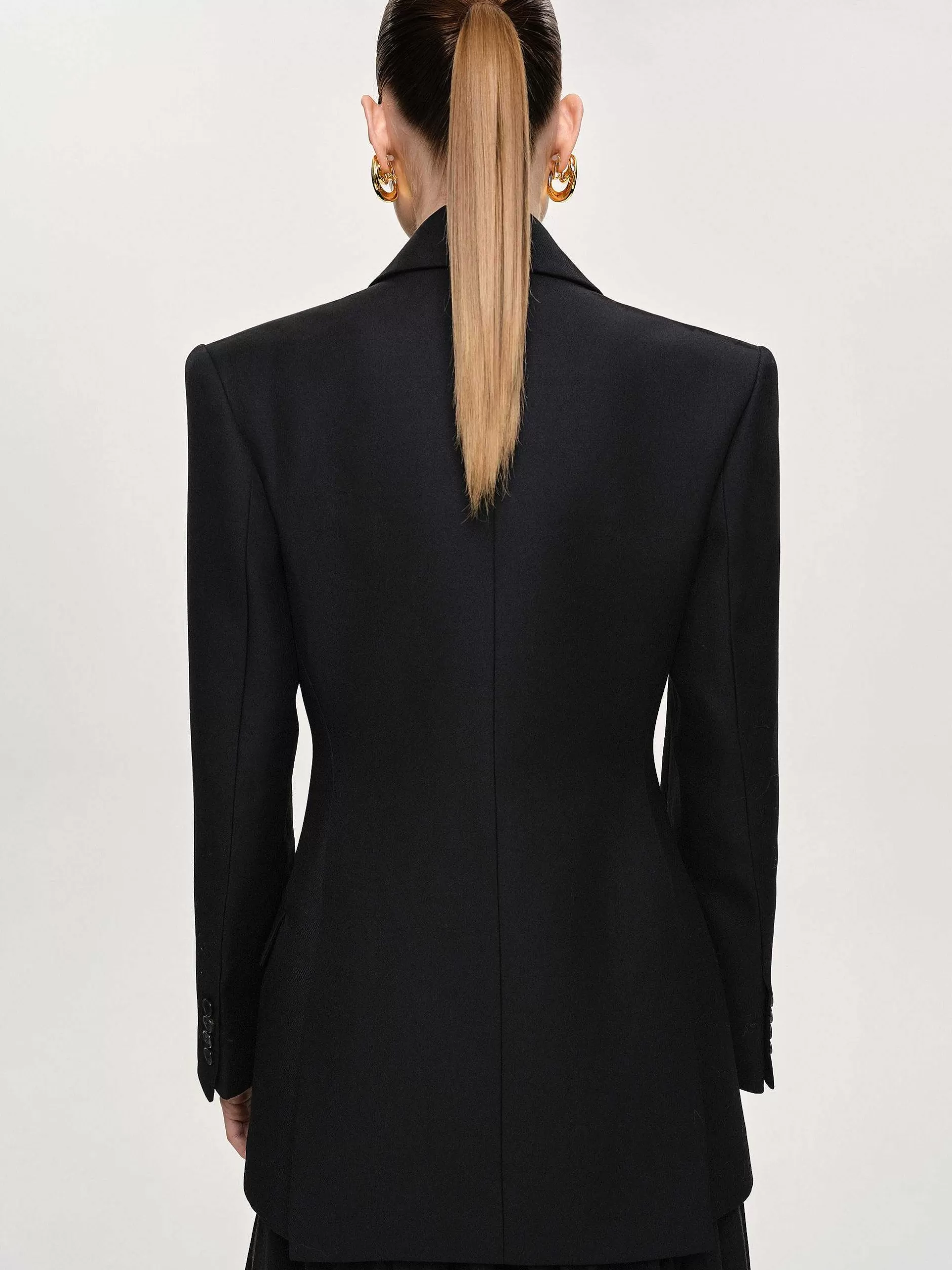 Discount Leonara Cinchblazer Met Dubbele Rij Knopen, Zwart Vrouwen Bovenkleding