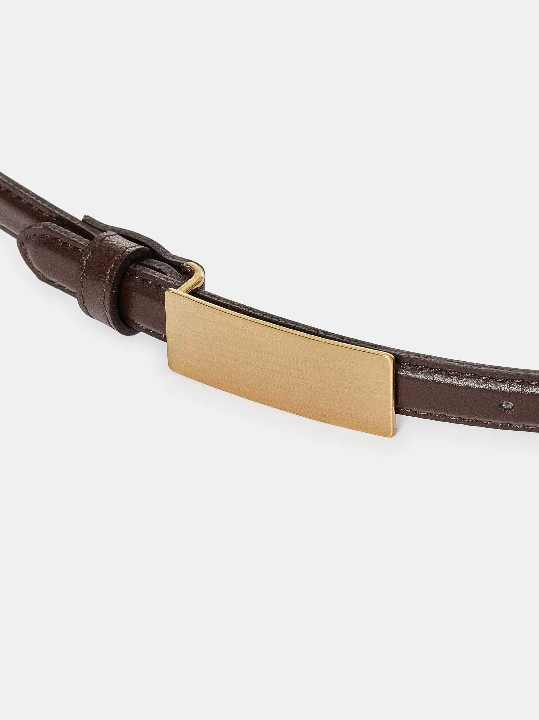 Best Leren Riem Met Plaatgesp, Brunette Vrouwen Kleding