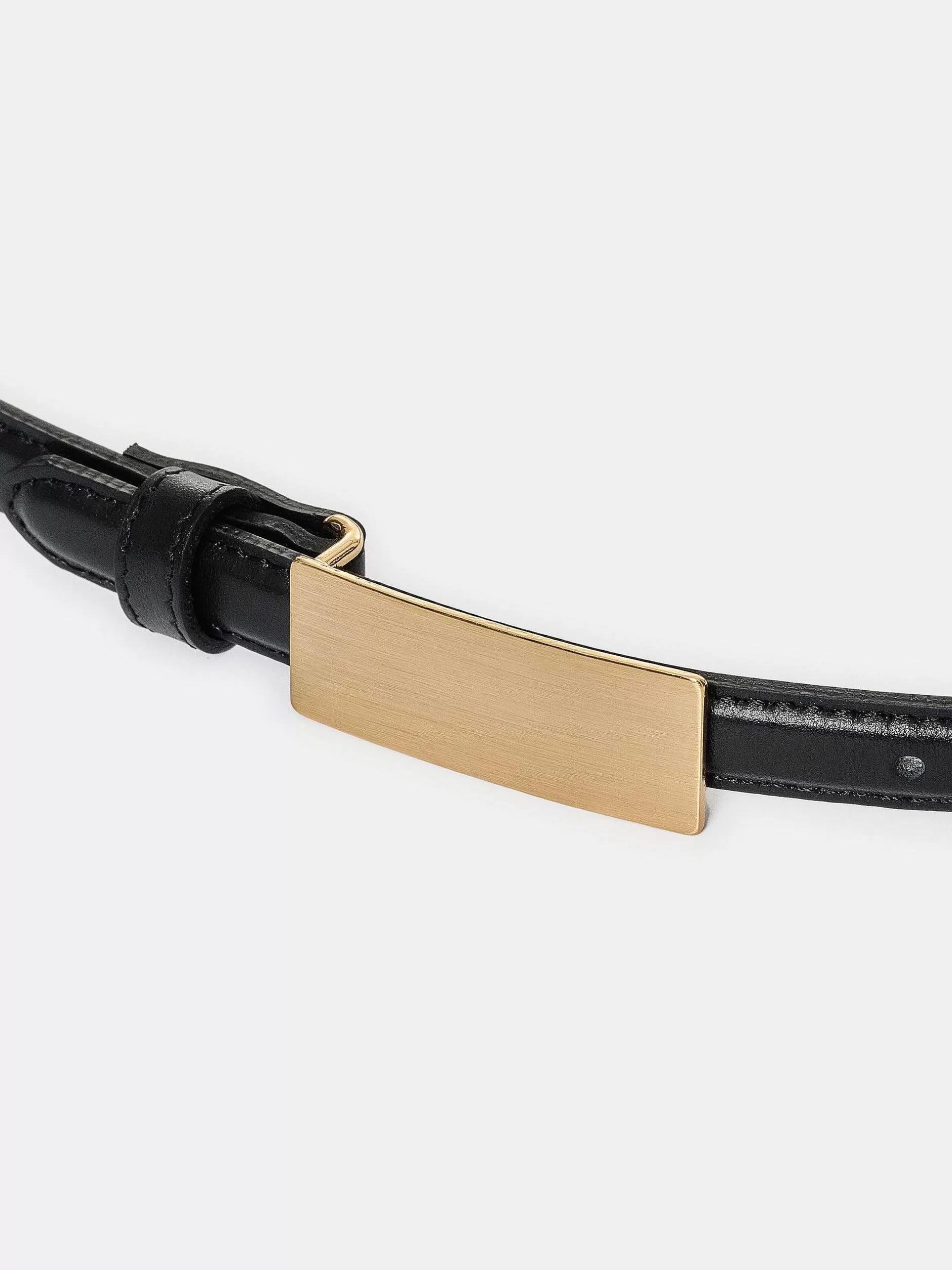 Online Leren Riem Met Plaatgesp, Zwart Vrouwen Kleding
