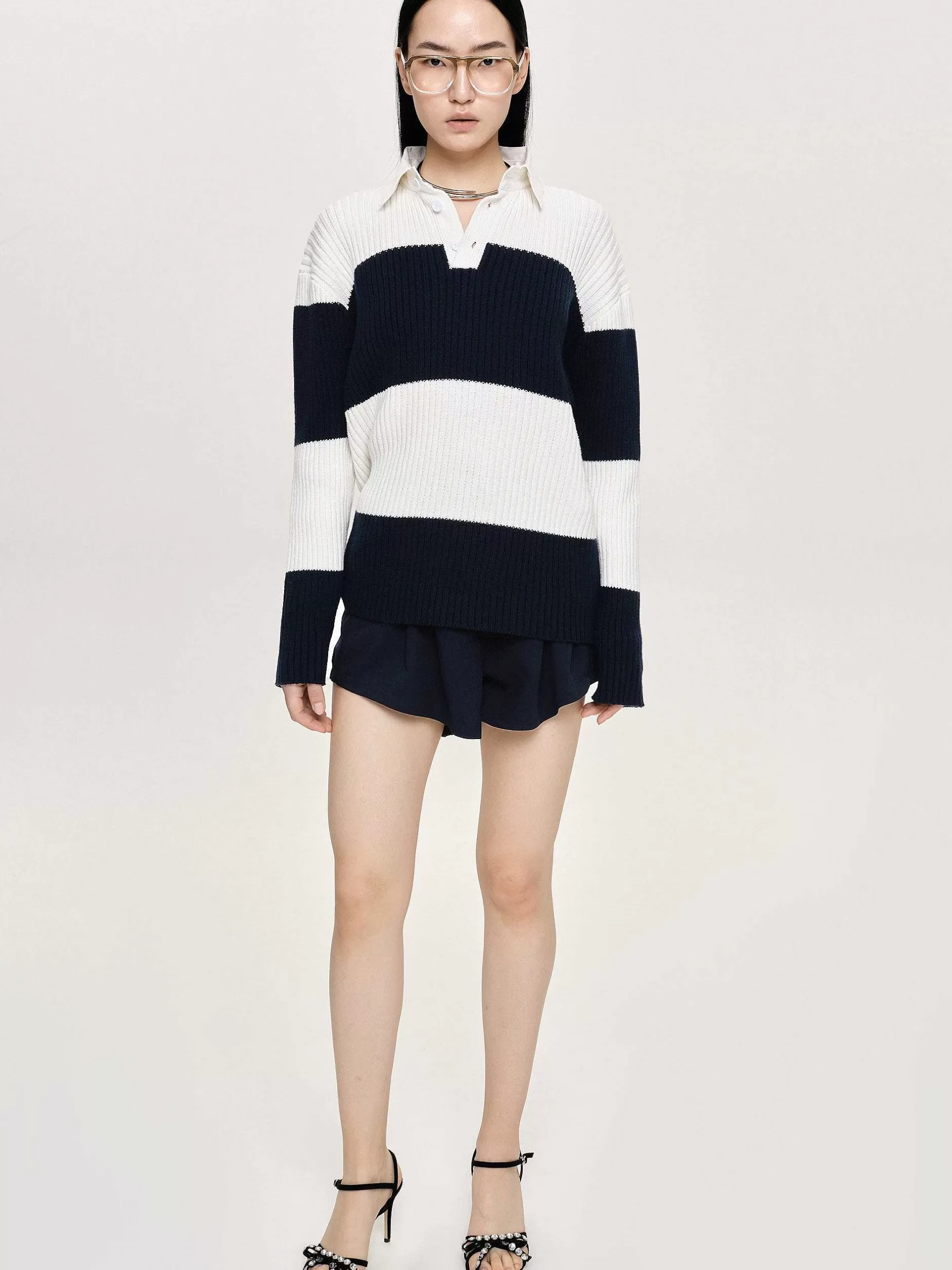 Sale Matias Oversized Gebreide Polo, Marineblauw Vrouwen Accessoires