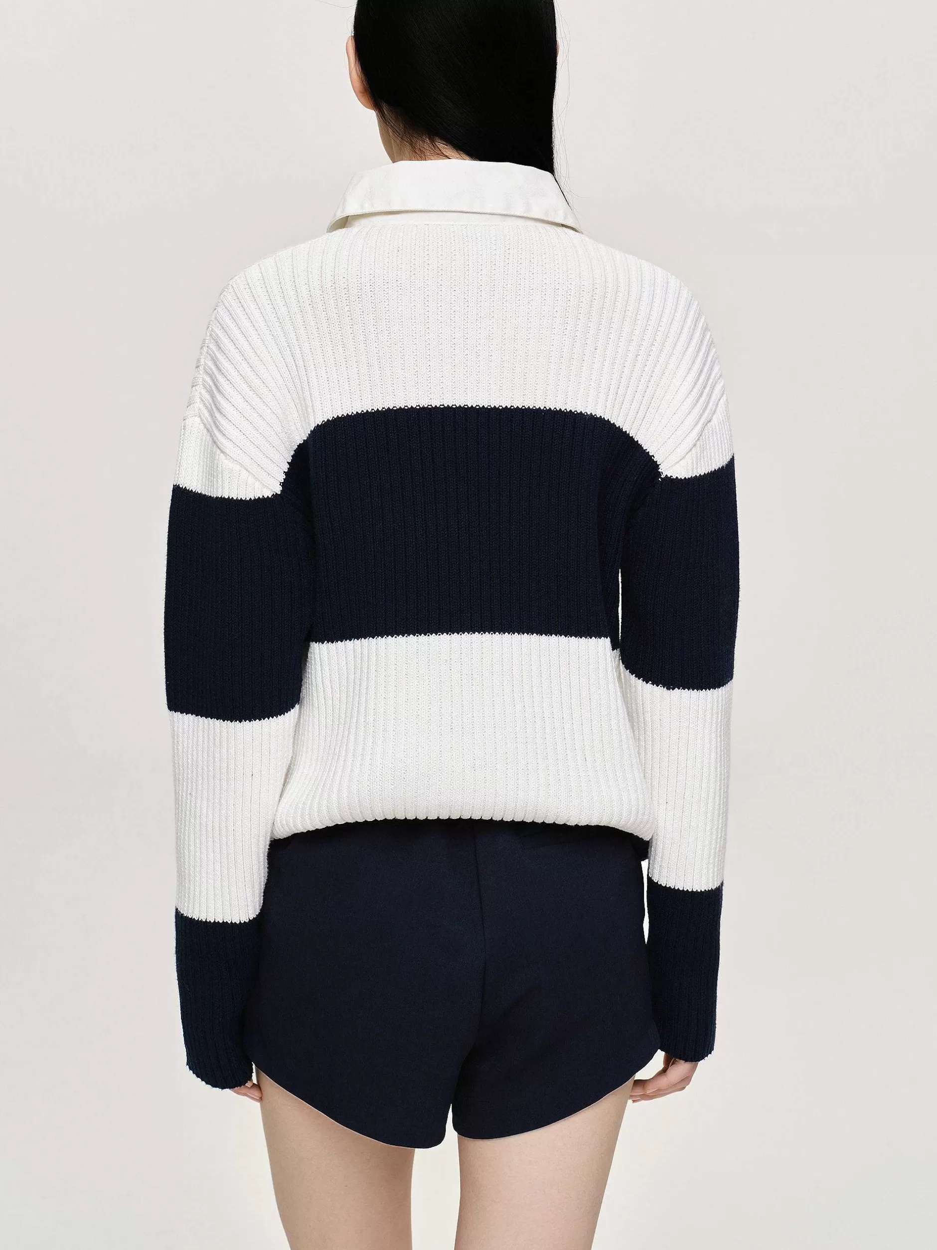Best Matias Oversized Gebreide Polo, Marineblauw Vrouwen Accessoires