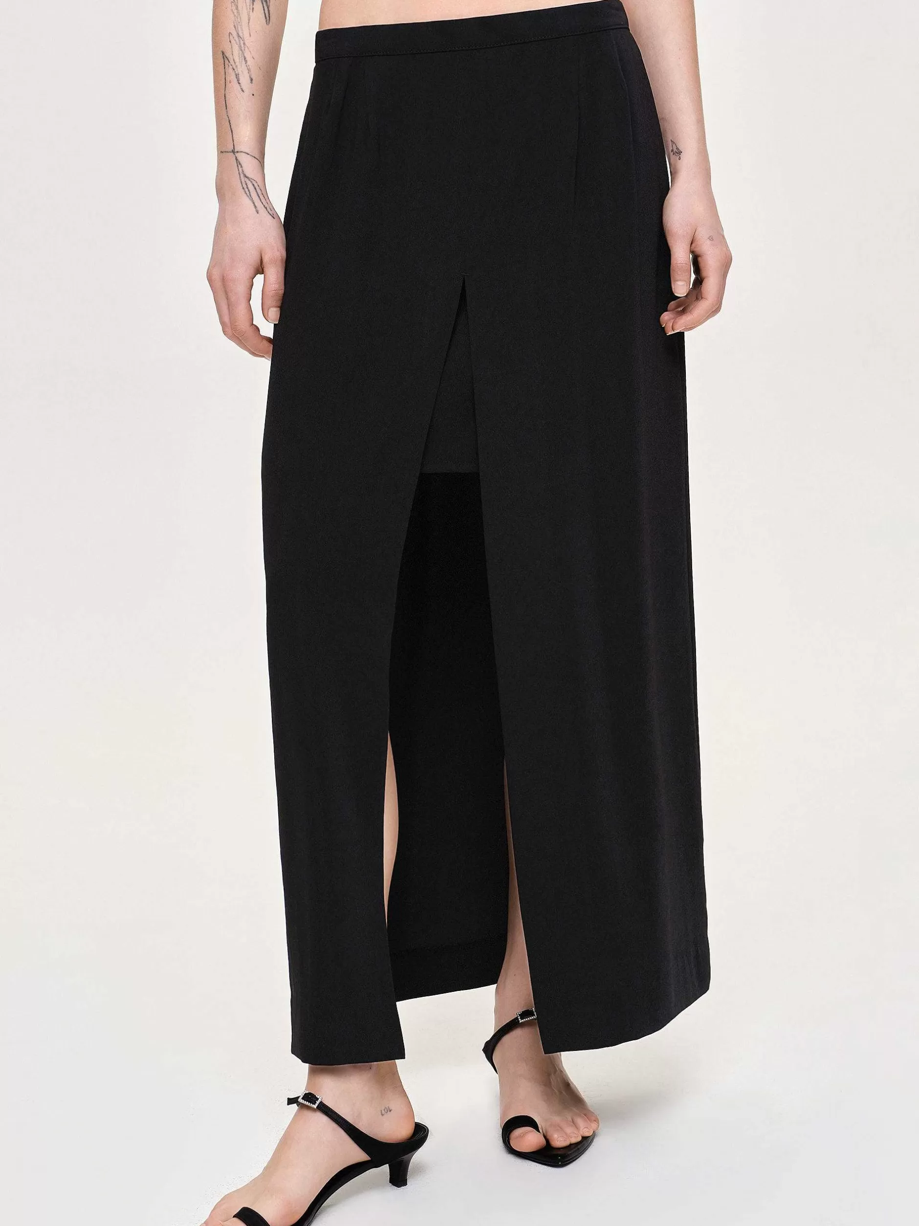Sale Maxirok Met Split, Zwart Vrouwen Kleding