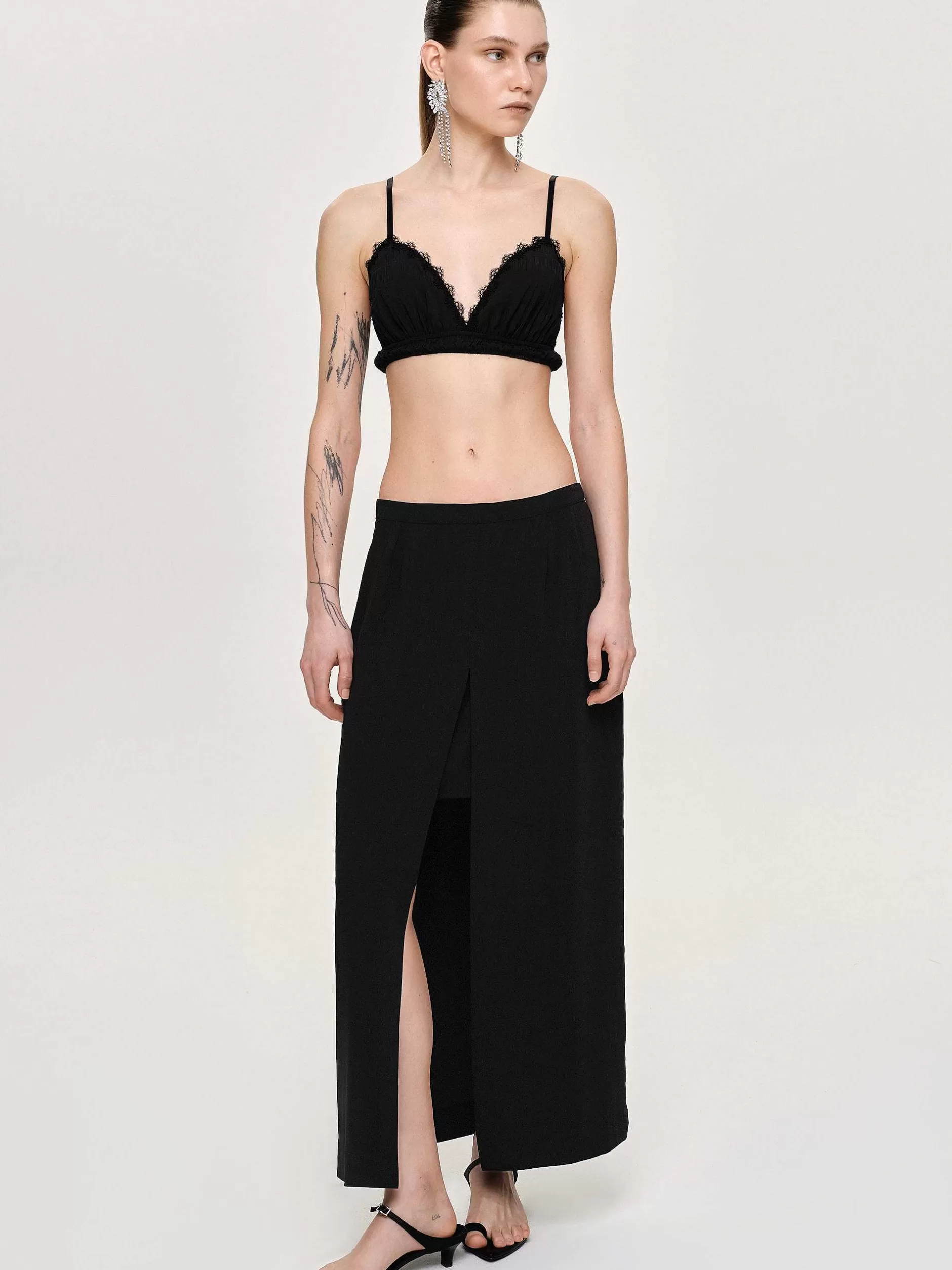 Sale Maxirok Met Split, Zwart Vrouwen Kleding